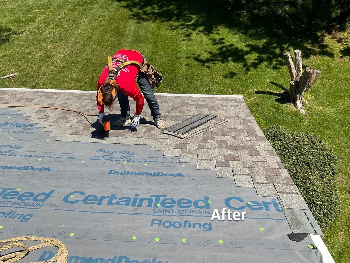 Residential Roofing Installation using Landmark Shingles Color Weatherwood by Alpha Design Services