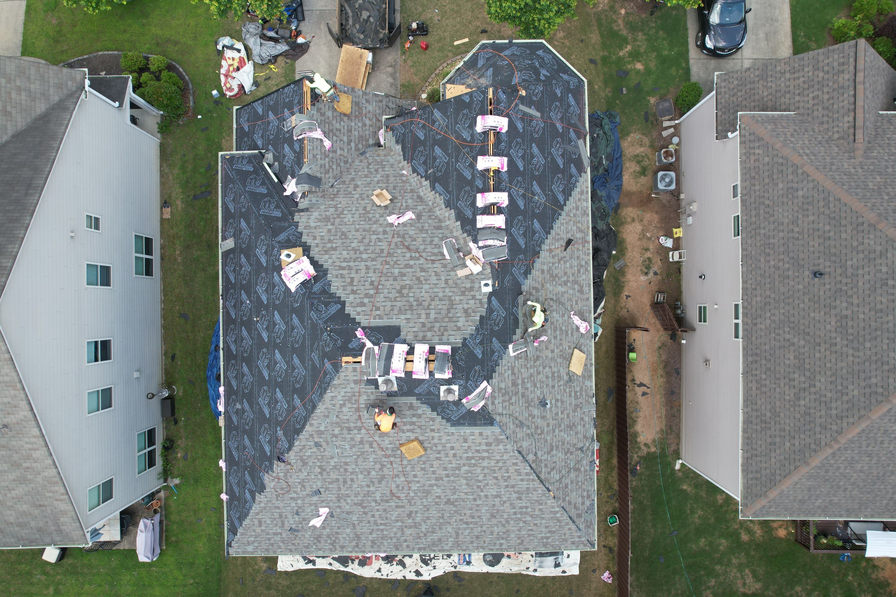 Residential Roof Replacement using Owens Corning TruDef Driftwood by Inspector Roofing and Restoration