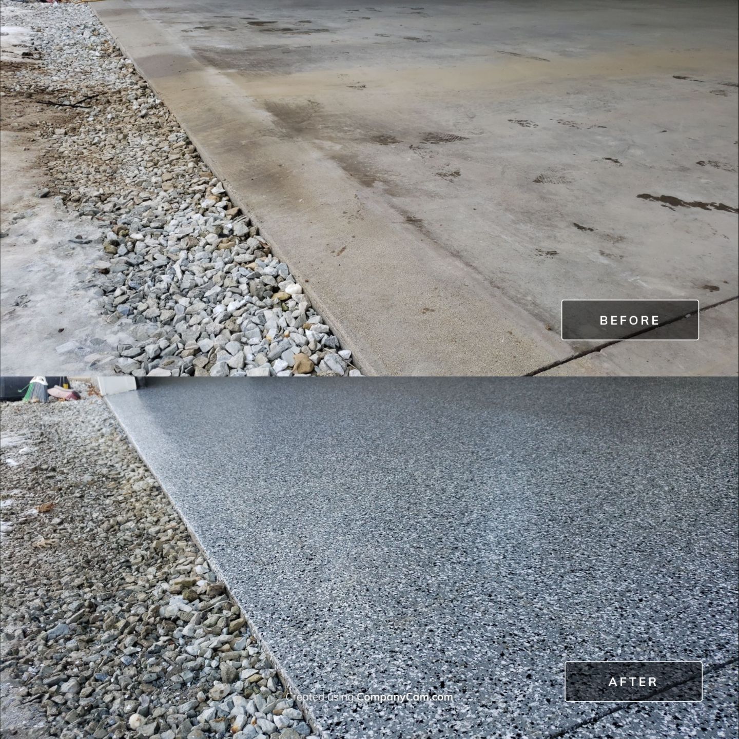 Garage Floor Coating using Smoke Flakes by Revival Concrete Coatings