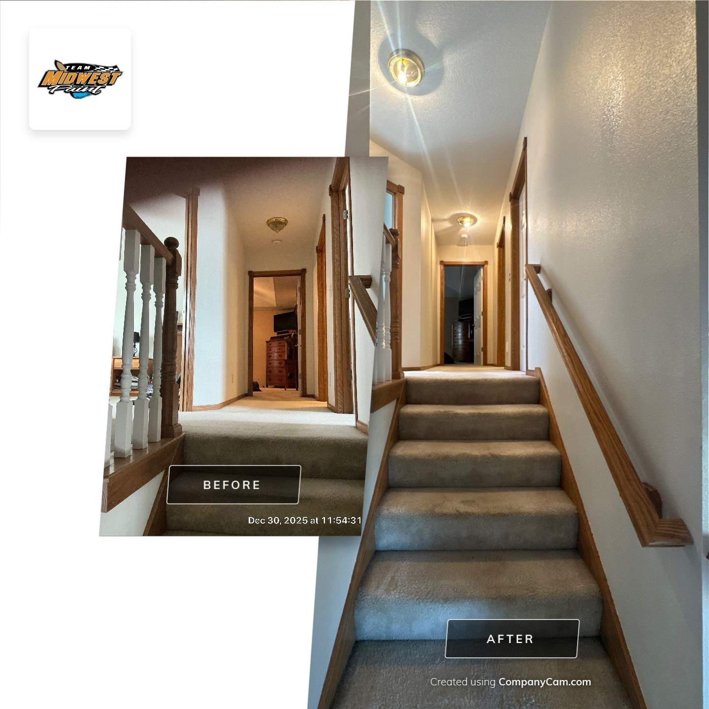 Ankeny Residential Interior | SW Duration in Natural Linen, Velvet Antler Accents & Clary Sage Bath with ProMar Flat White Ceilings by Midwest Paint LLC