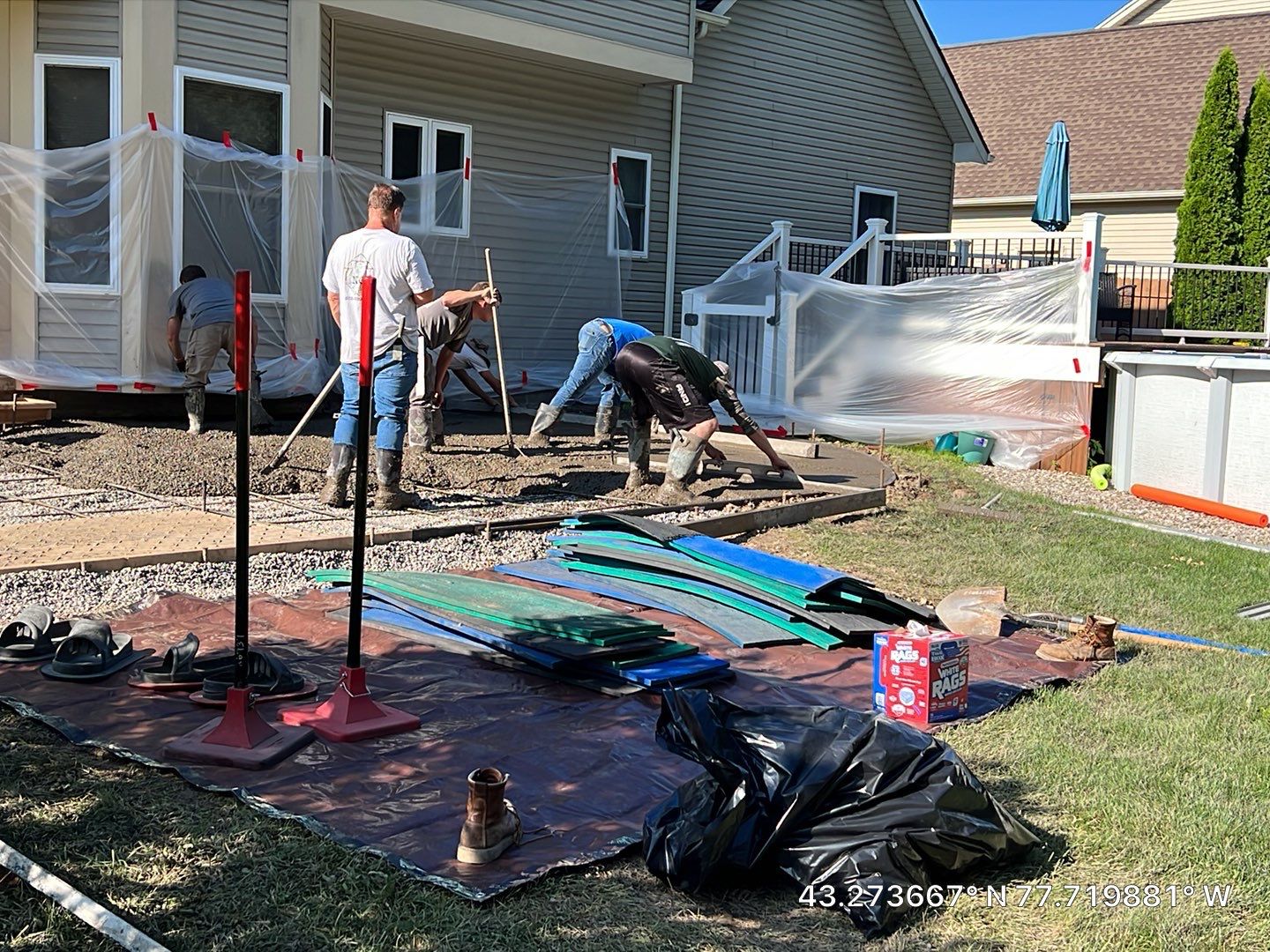 Wood Plank Stamped Concrete Patio  by NG Masonry & Construction LLC