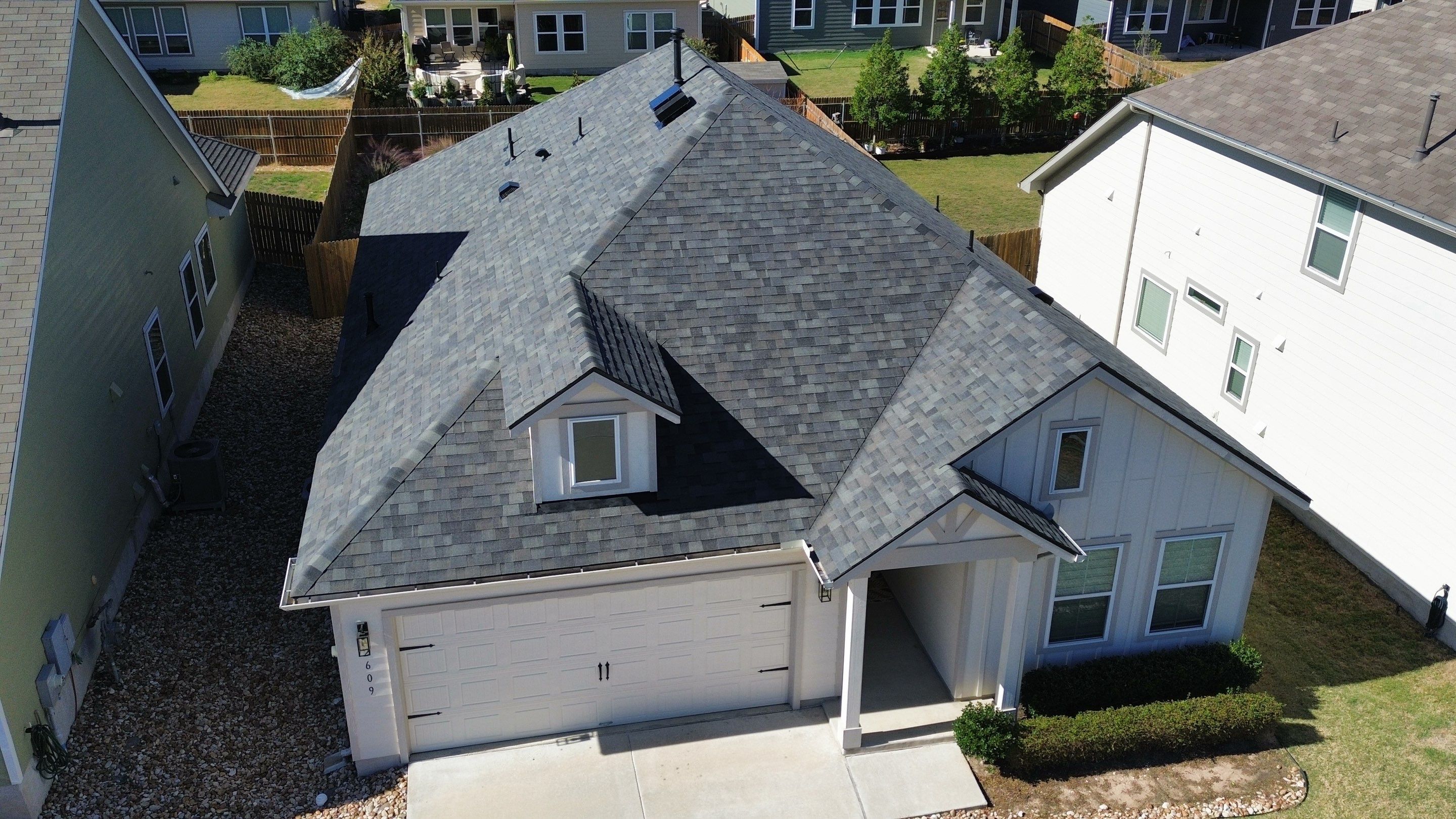 Malarkey Vista AR – Storm Grey Roof + Solar Attic Fan | Leander, TX Installation