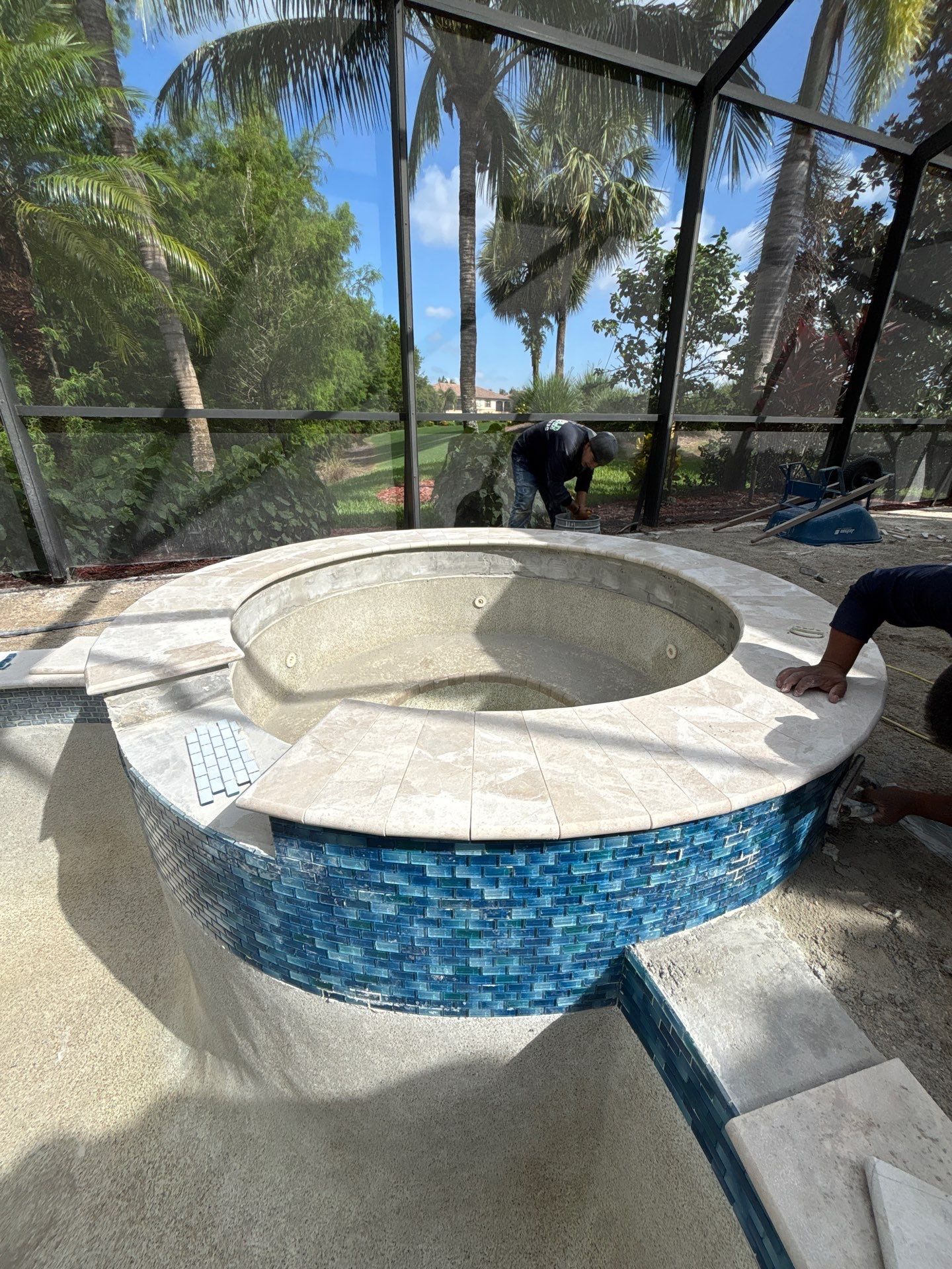 Textured Marble Pool Deck - Bonita National Golf & Country Club by Old Town Pavers Llc
