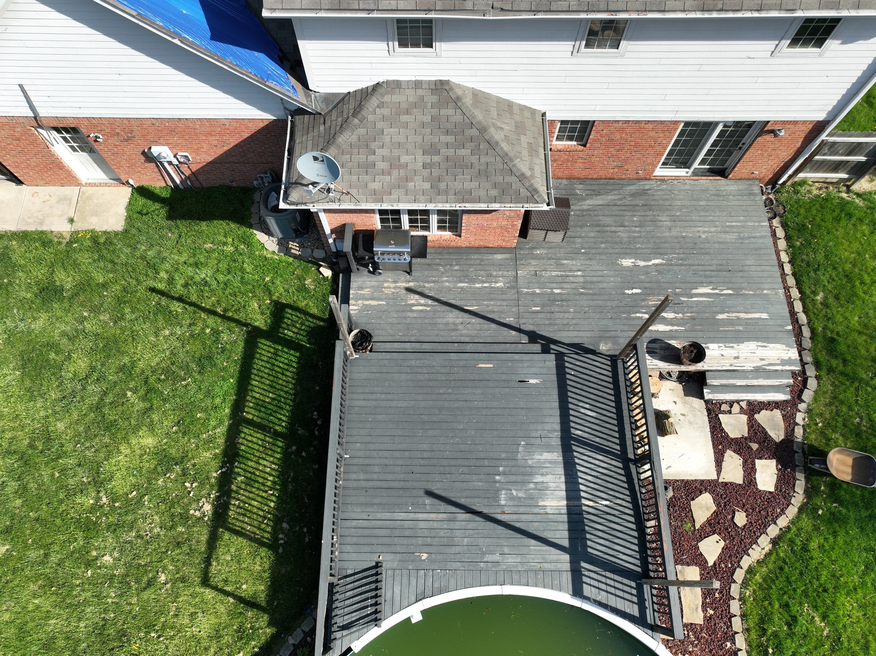 Tornado damage in Whiteland. Roof replacement, James Hardie siding, exterior paint, gutters, windows, doors by 317 Roofing & Restorations