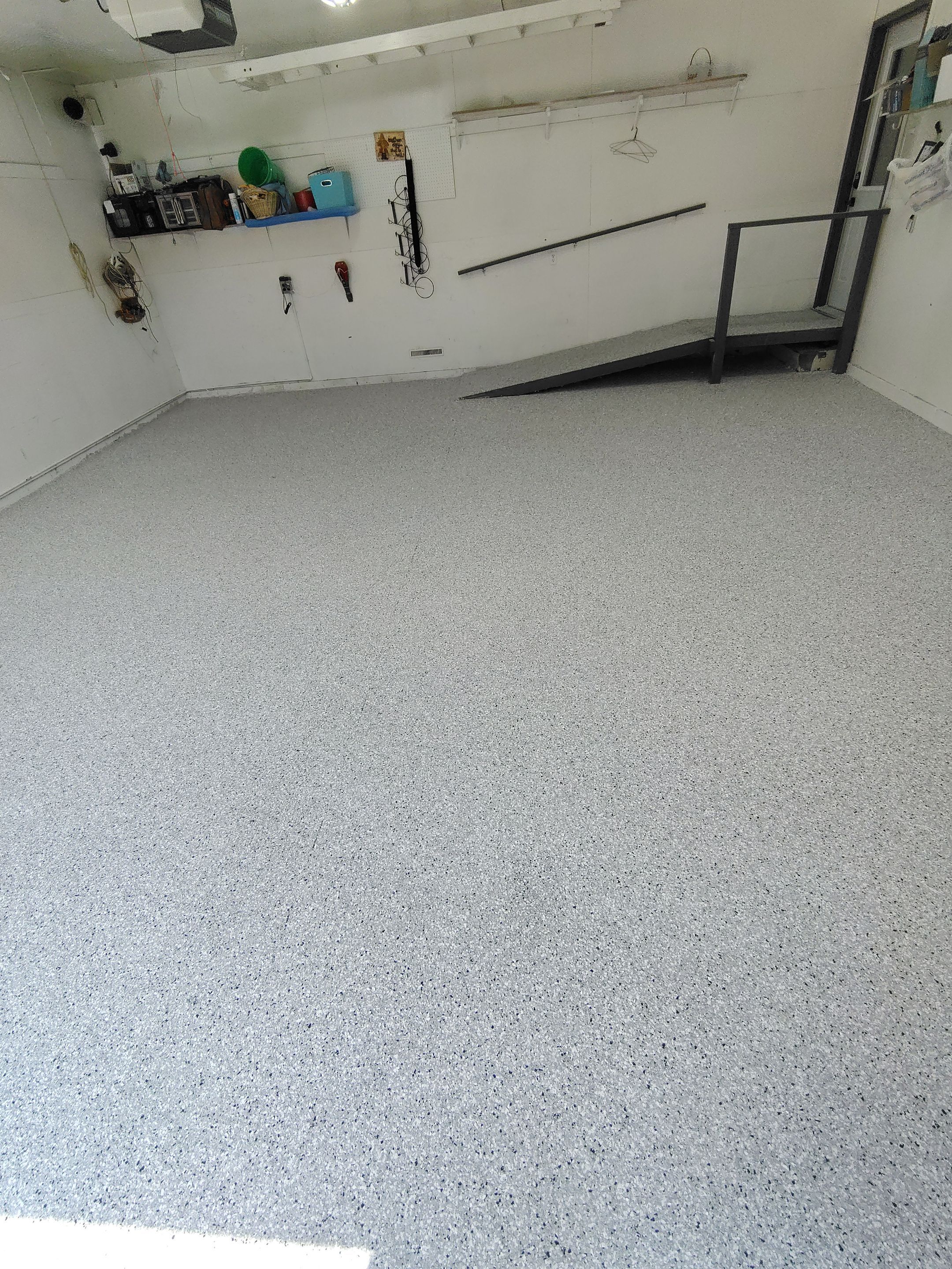 Yankton Garage Concrete Coating With Feather Gray Decorative Chips by Select Painting, Coatings & Garage Cabinets