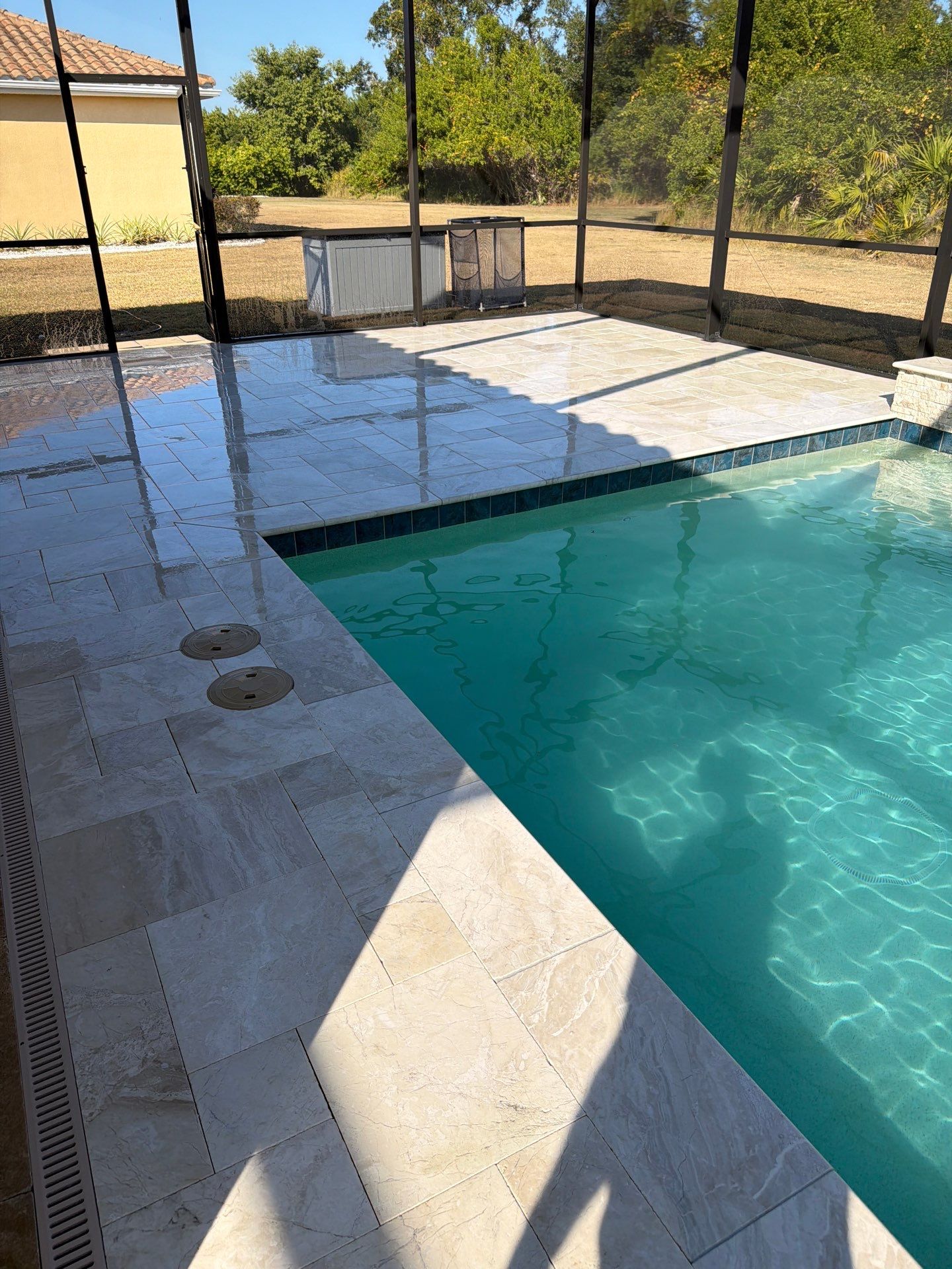 Travertine Paver Sealing Project in Sun City Center by Supreme Paver Experts