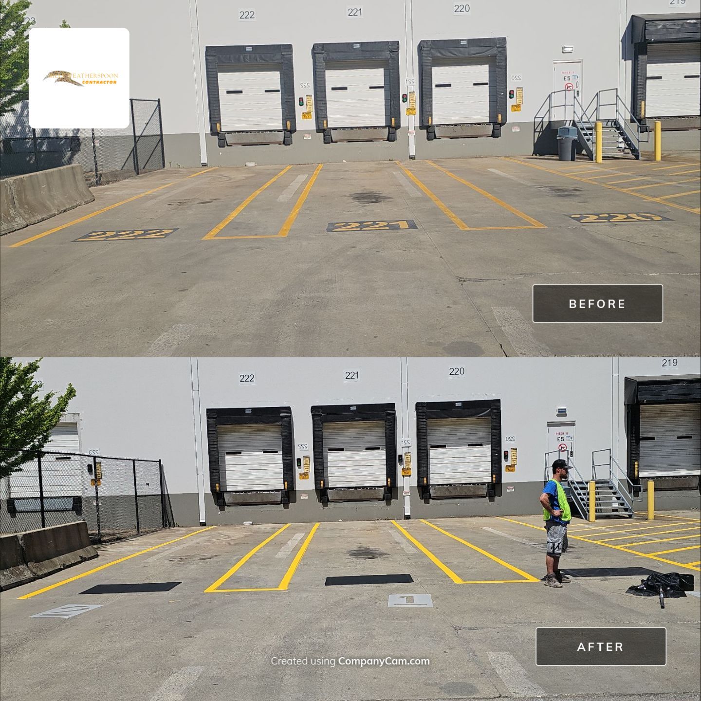 Striping Amazon Parking Lot  by Billy Weatherspoon Contractor