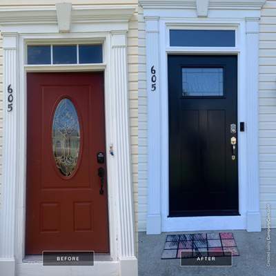Exterior Installation using Transom Window & Door