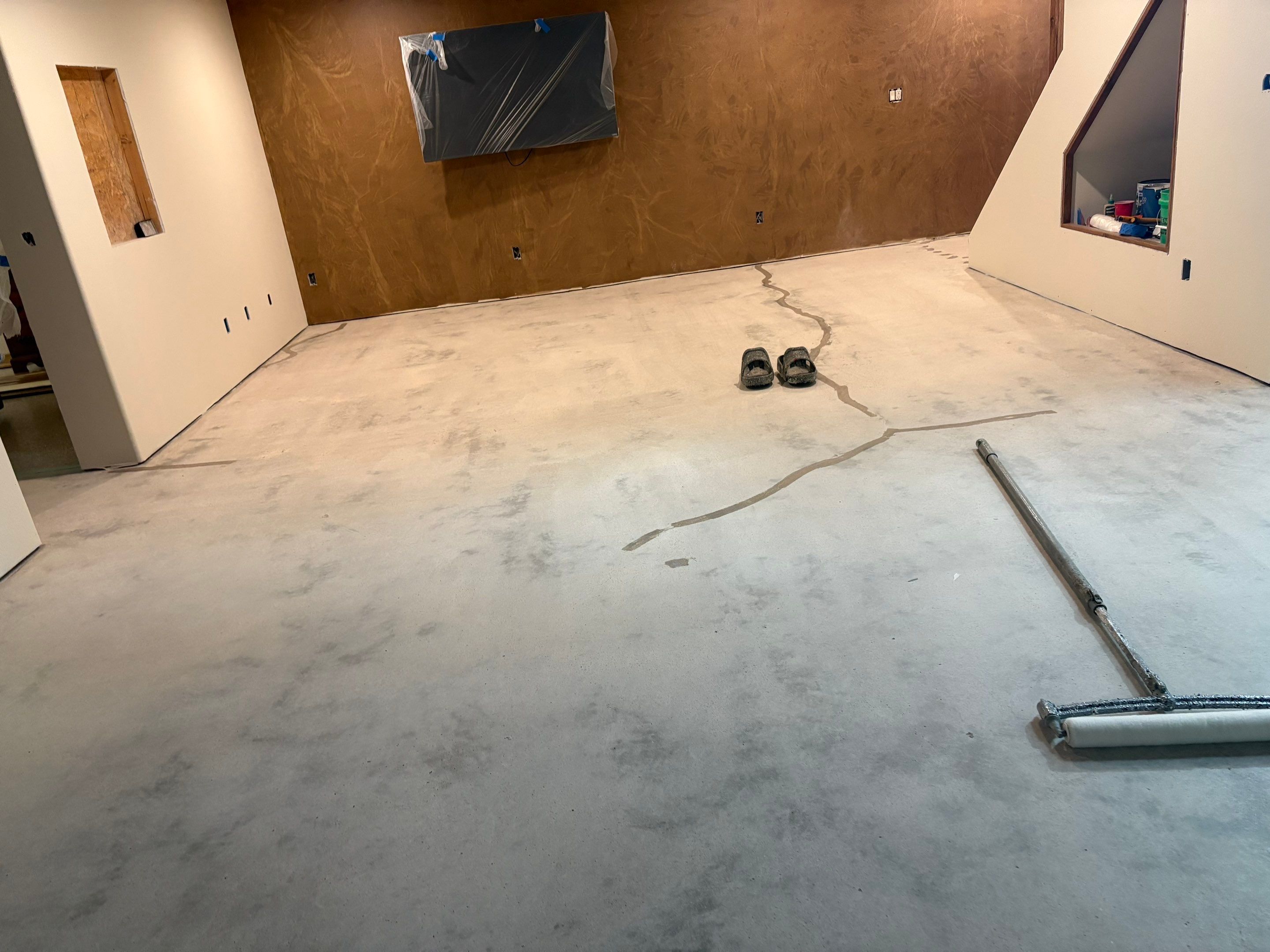 Custom Chip Concrete Coating for Colman Basement and Garage by Select Painting, Coatings & Garage Cabinets