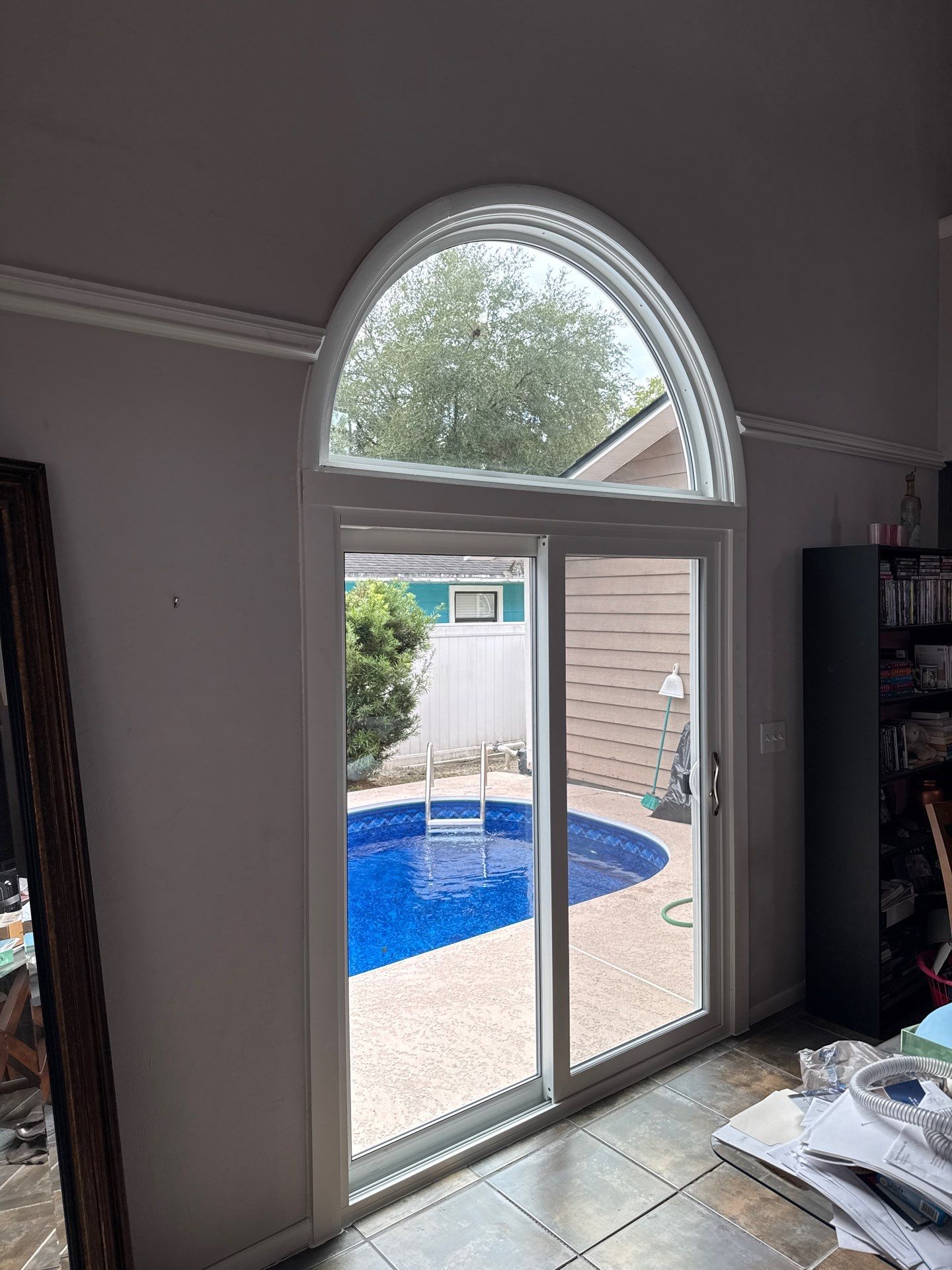 Custom Arched Transom and Sliding Patio Door Replacement in Gainesville by Windows & Doors Store