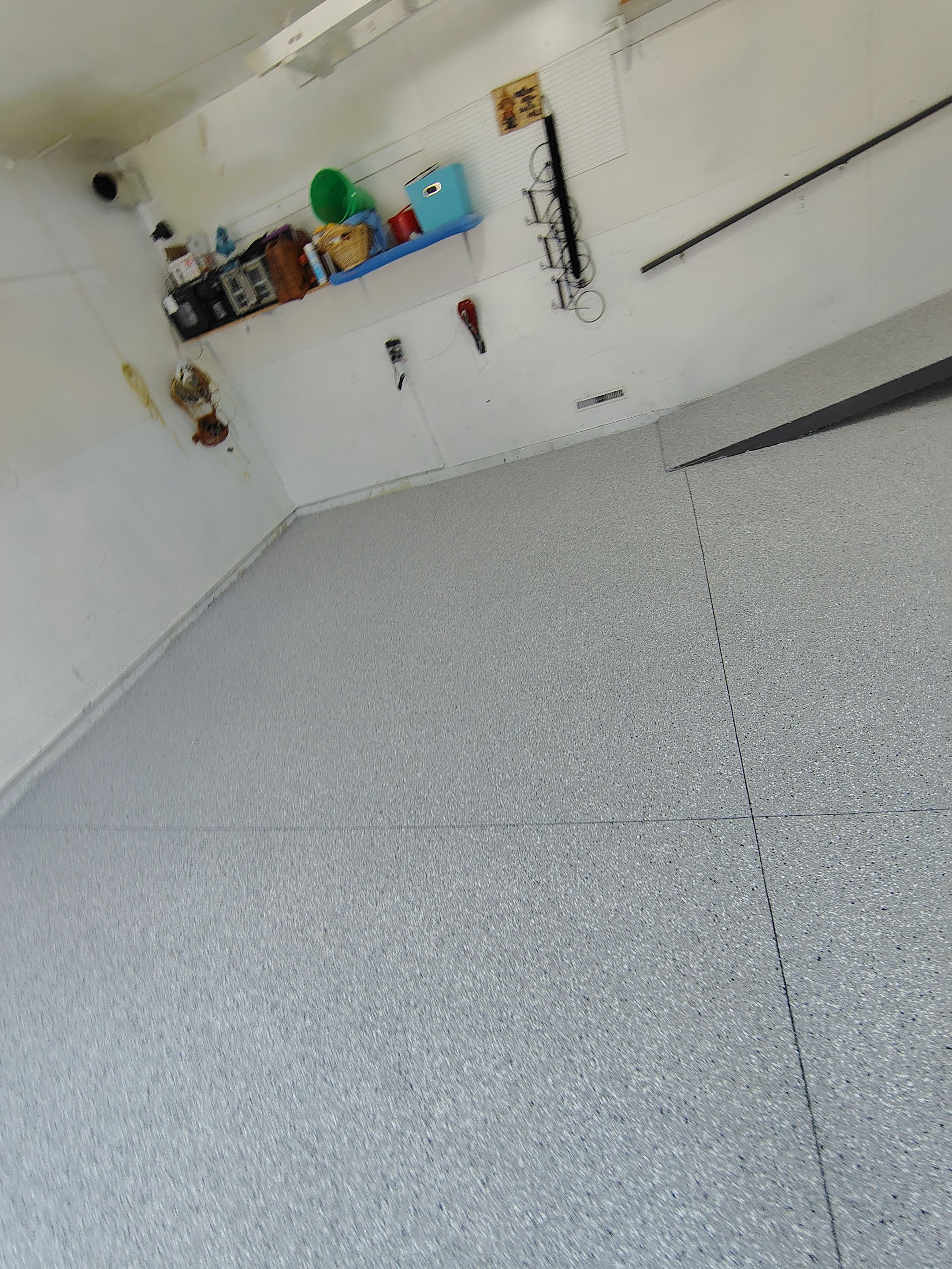 Yankton Garage Concrete Coating With Feather Gray Decorative Chips by Select Painting, Coatings & Garage Cabinets