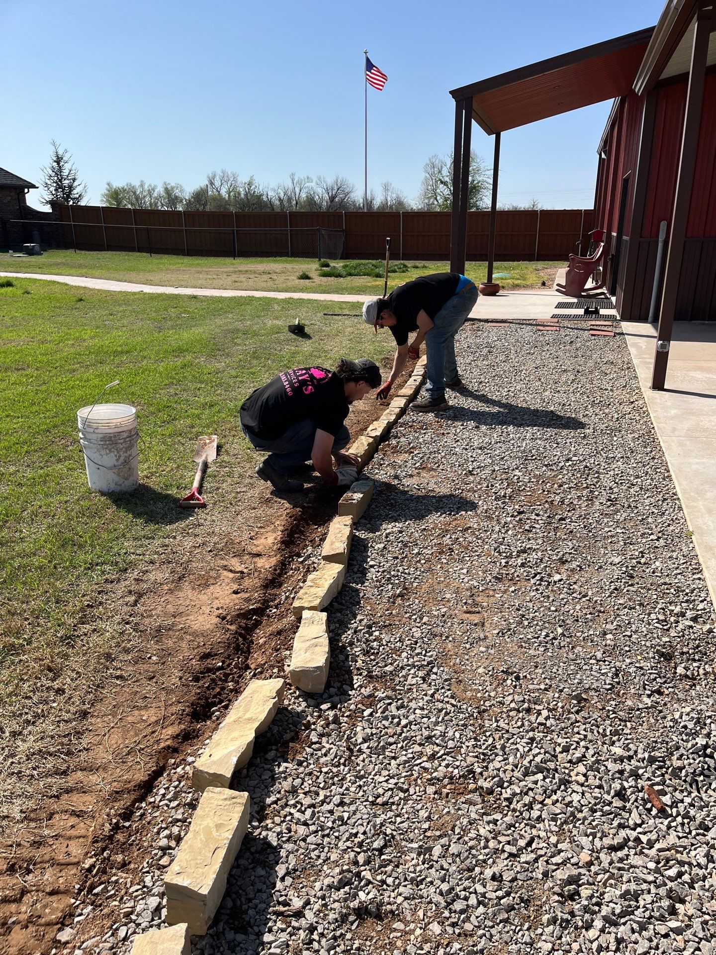 Landscape installation w/ irrigation and landscape lighting by Clays Services Inc