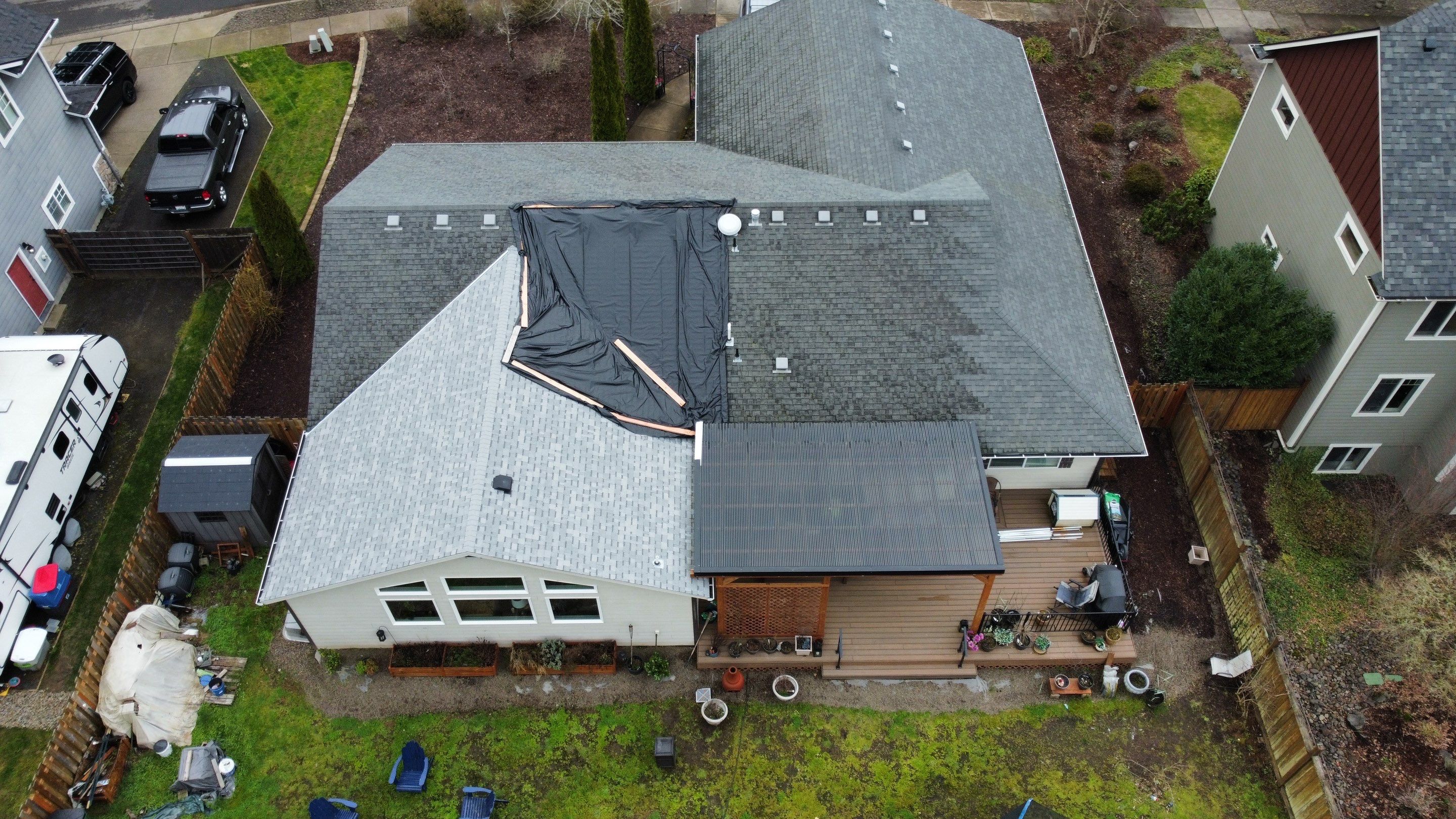 Residential Roofing Installation using IKO Cambridge (Color: Dual Grey) by Orezona Building & Roofing Company, Inc.