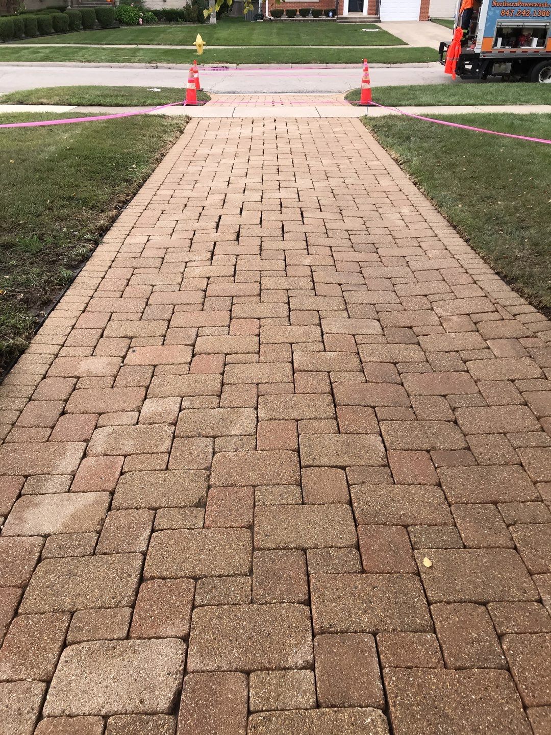 Brick paver clean, sand and seal.  using Surebond SB-1300 by Northern Power Washing LLC.