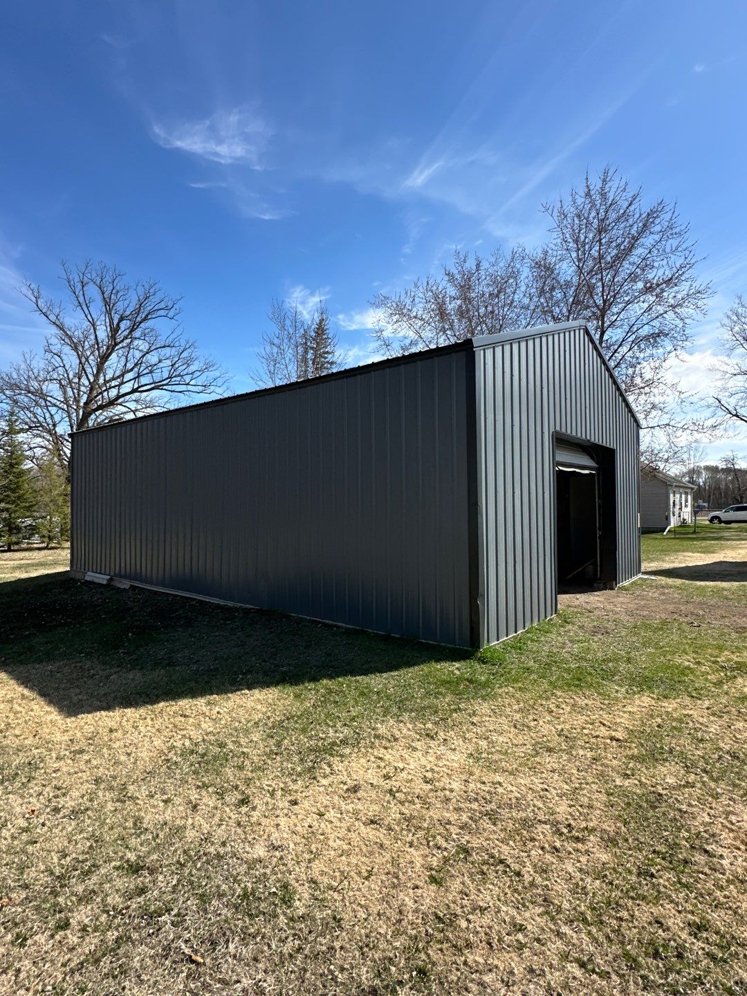 Hail damaged pole shed in Randall Mn by Koska construction llc