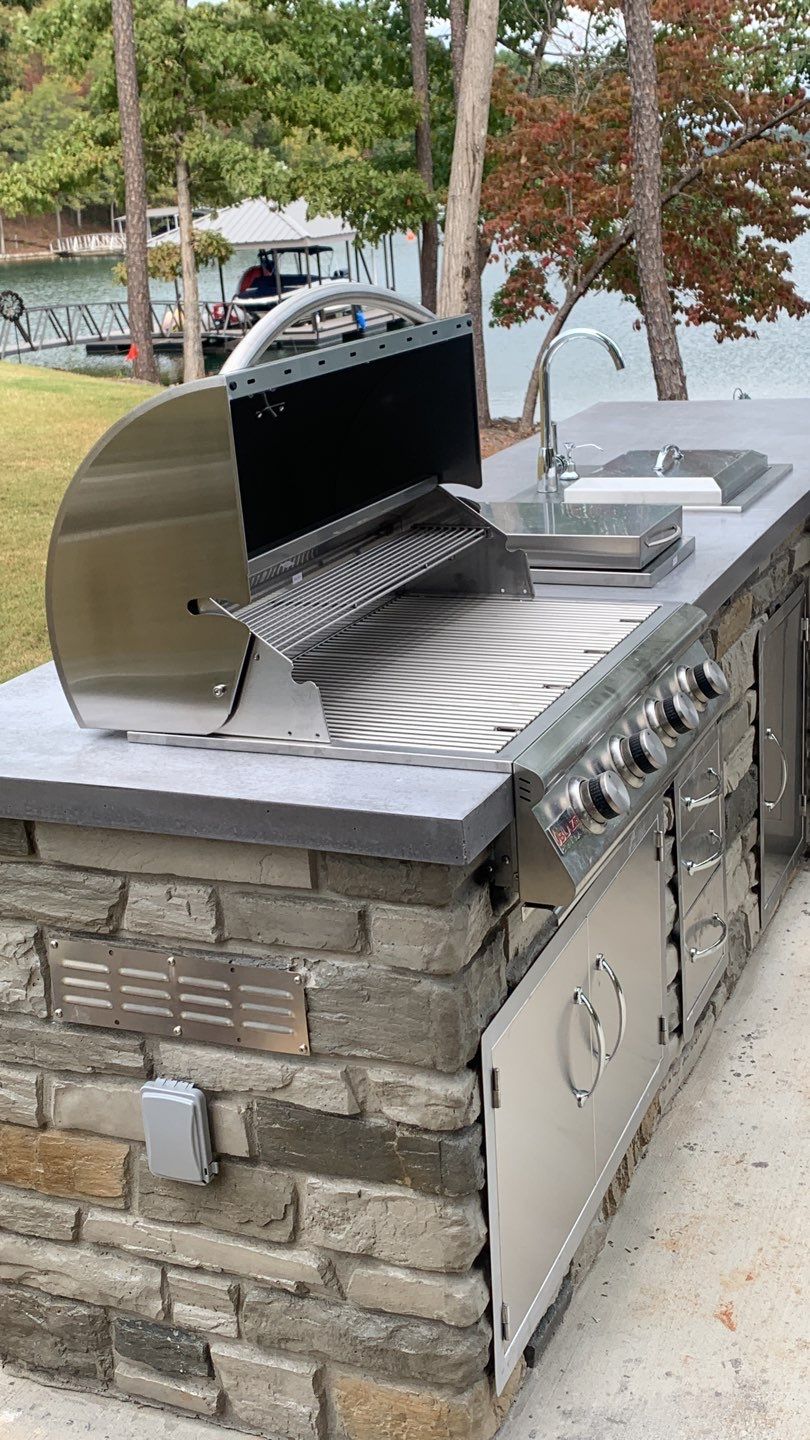 Outdoor Kitchen on Lake Keowee by Xtreme Concrete Services