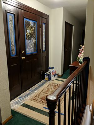 Front Door & Railing Wood Staining