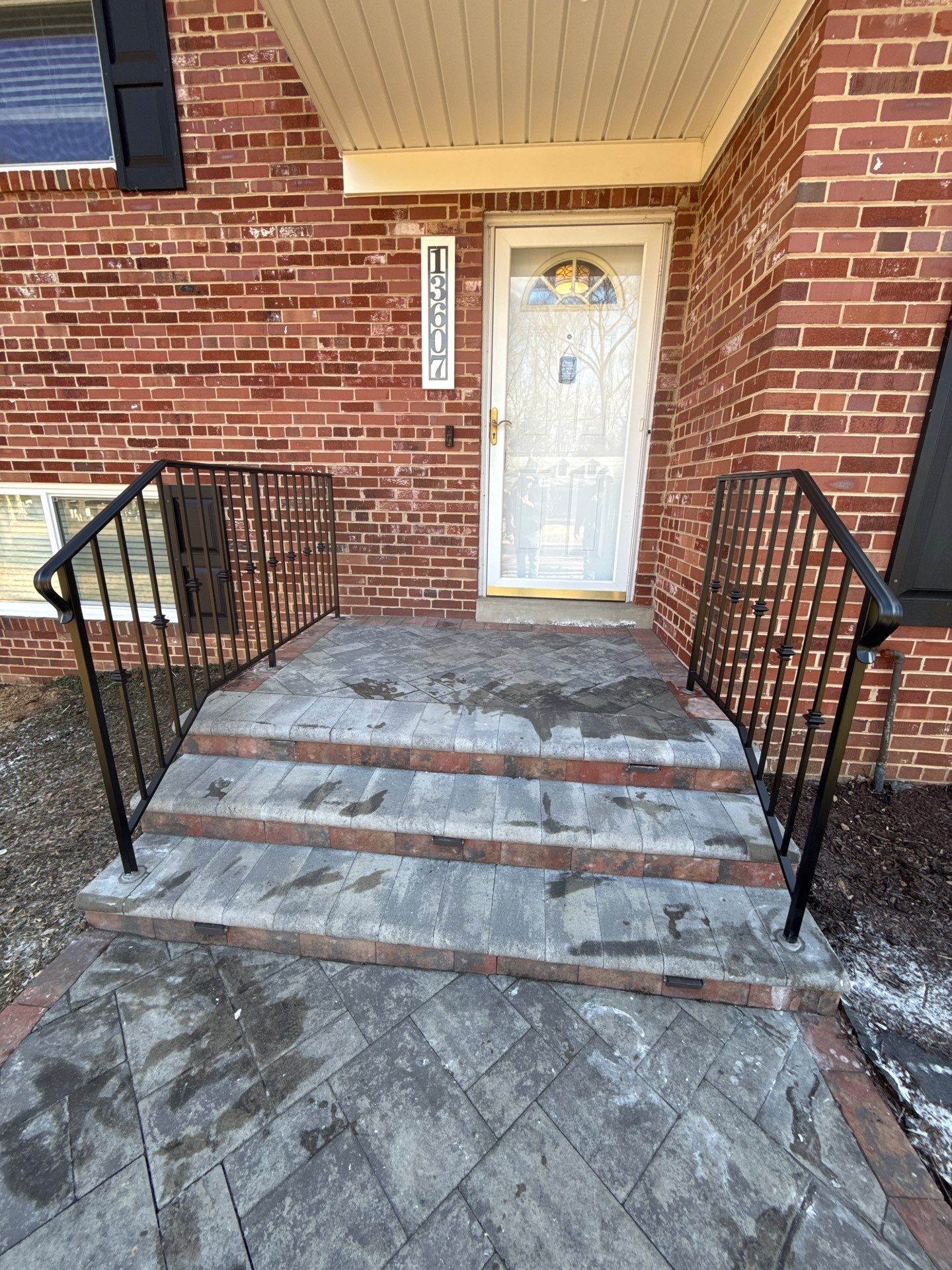 Custom Exterior Iron Railing with Ornamental Detail by Capitol Iron Works