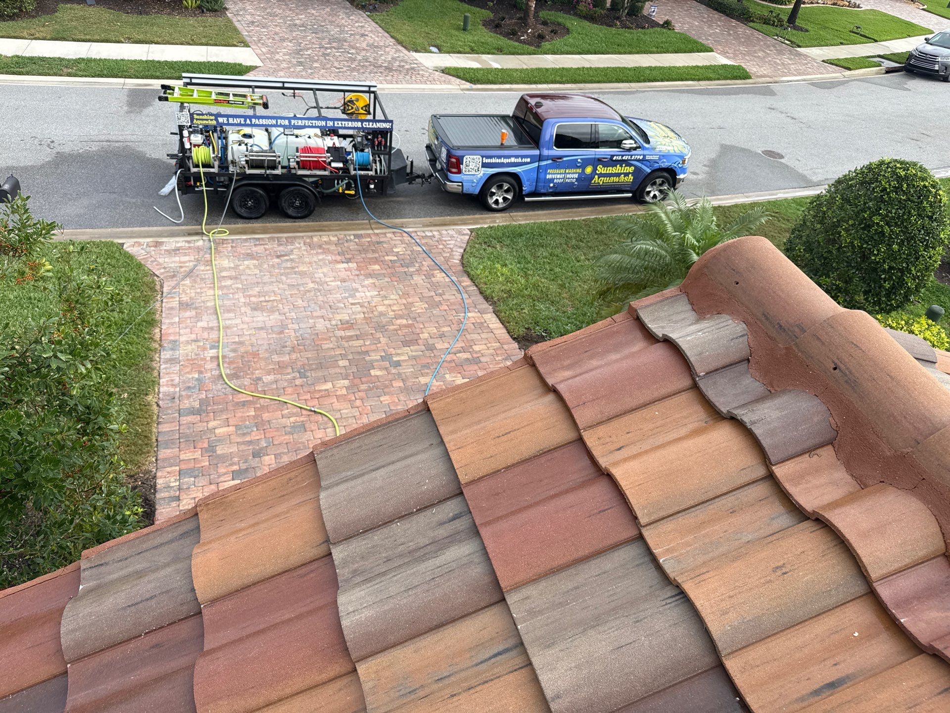 Paver Pool Deck, Driveway & Concrete Tile Roof Cleaning in River Strand, Bradenton, FL | Sunshine AquaWash by Sunshine AquaWash