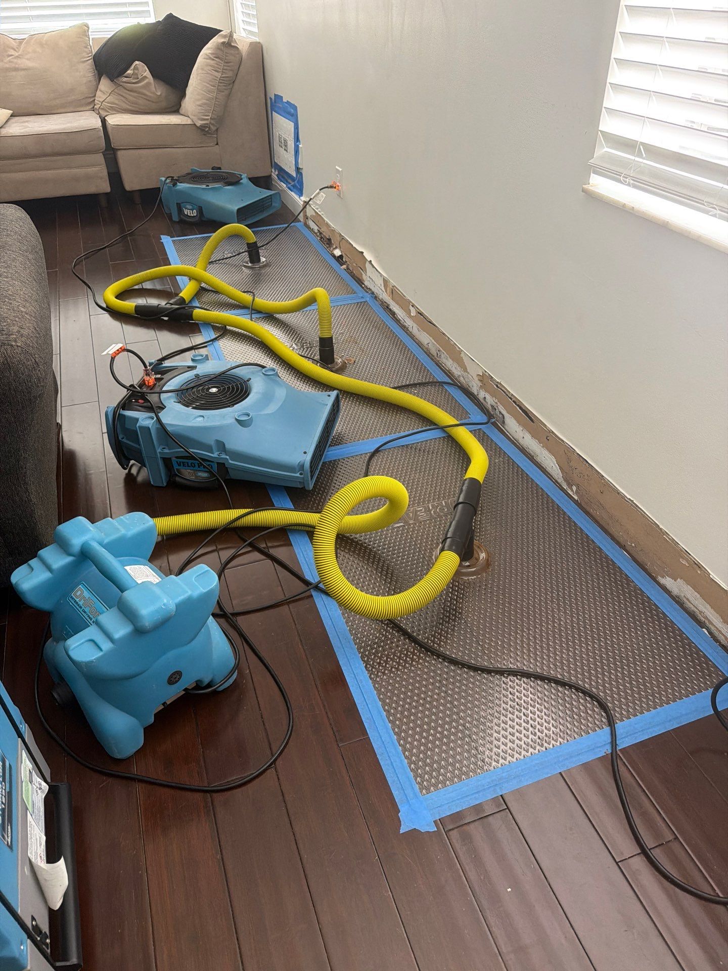 Professional Water Damage Mitigation and Hardwood Floor Drying in Wellington by SuperClean
