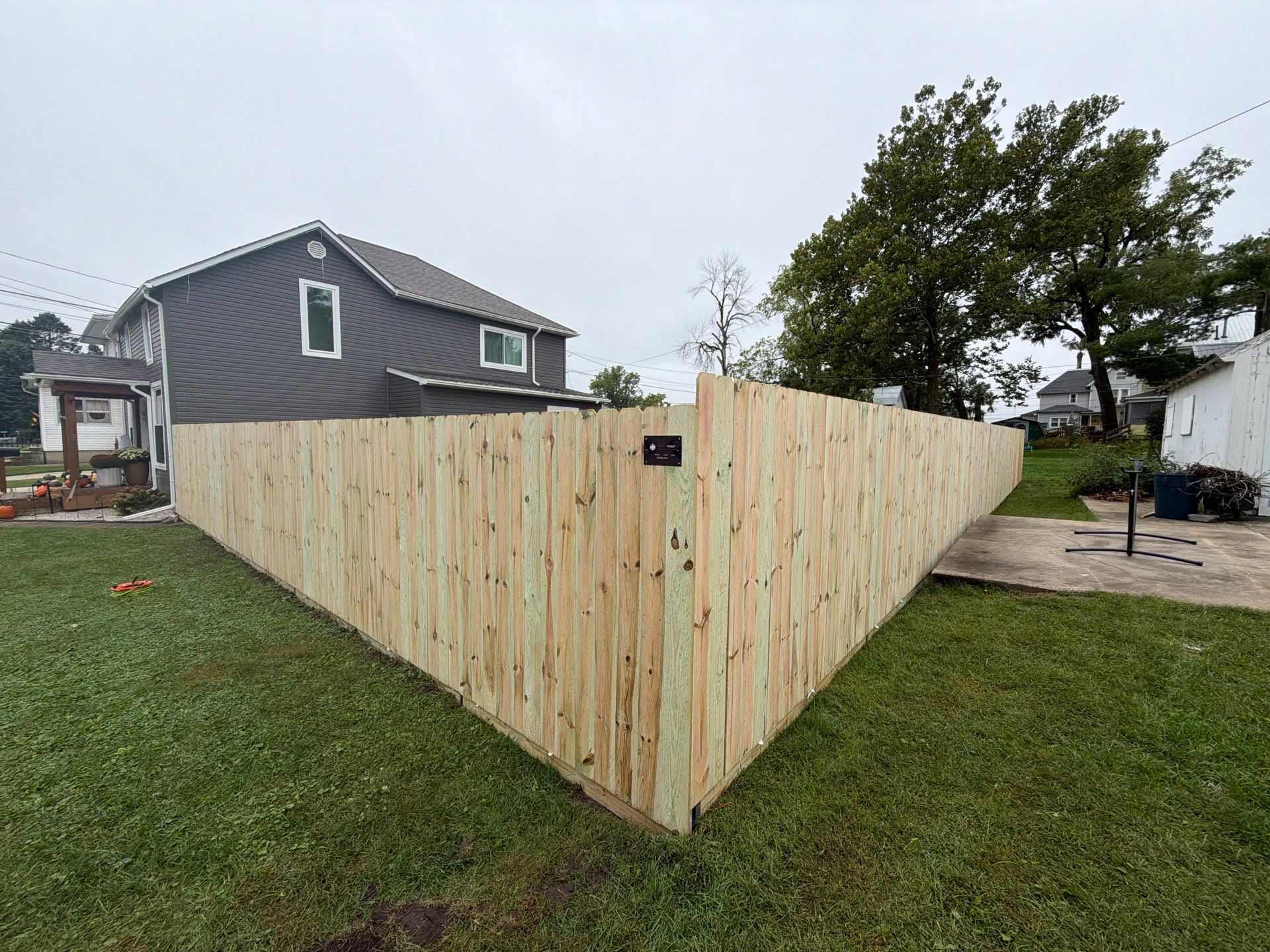 Custom Wood Privacy Fence and Black Chain Link Gate in Independence by Perfect Picket Fence and Stain