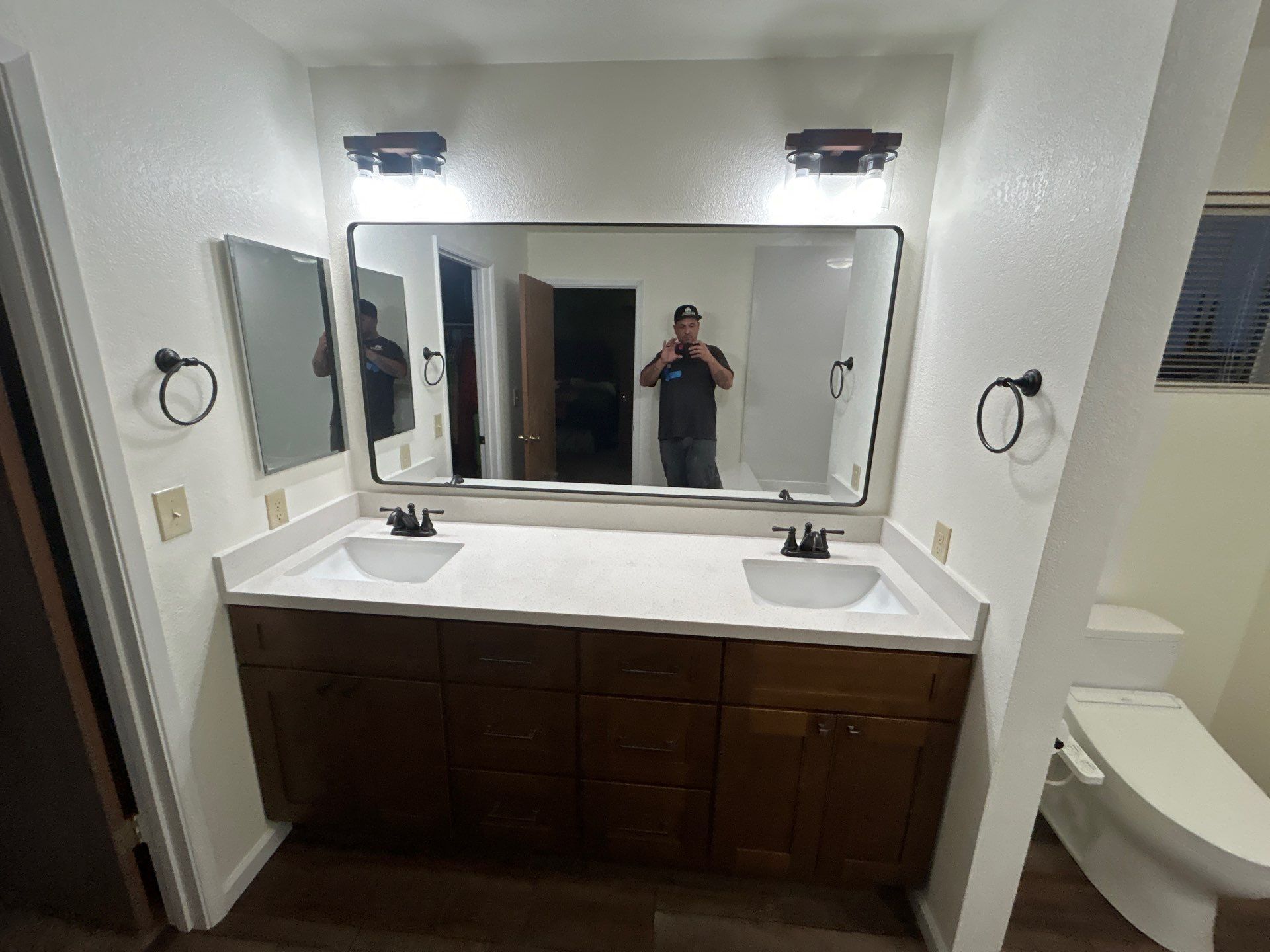 Bathroom Remodel with Double Vanity and Quartz Counters in Vacaville by H4H Remodeling and Repairs Inc.