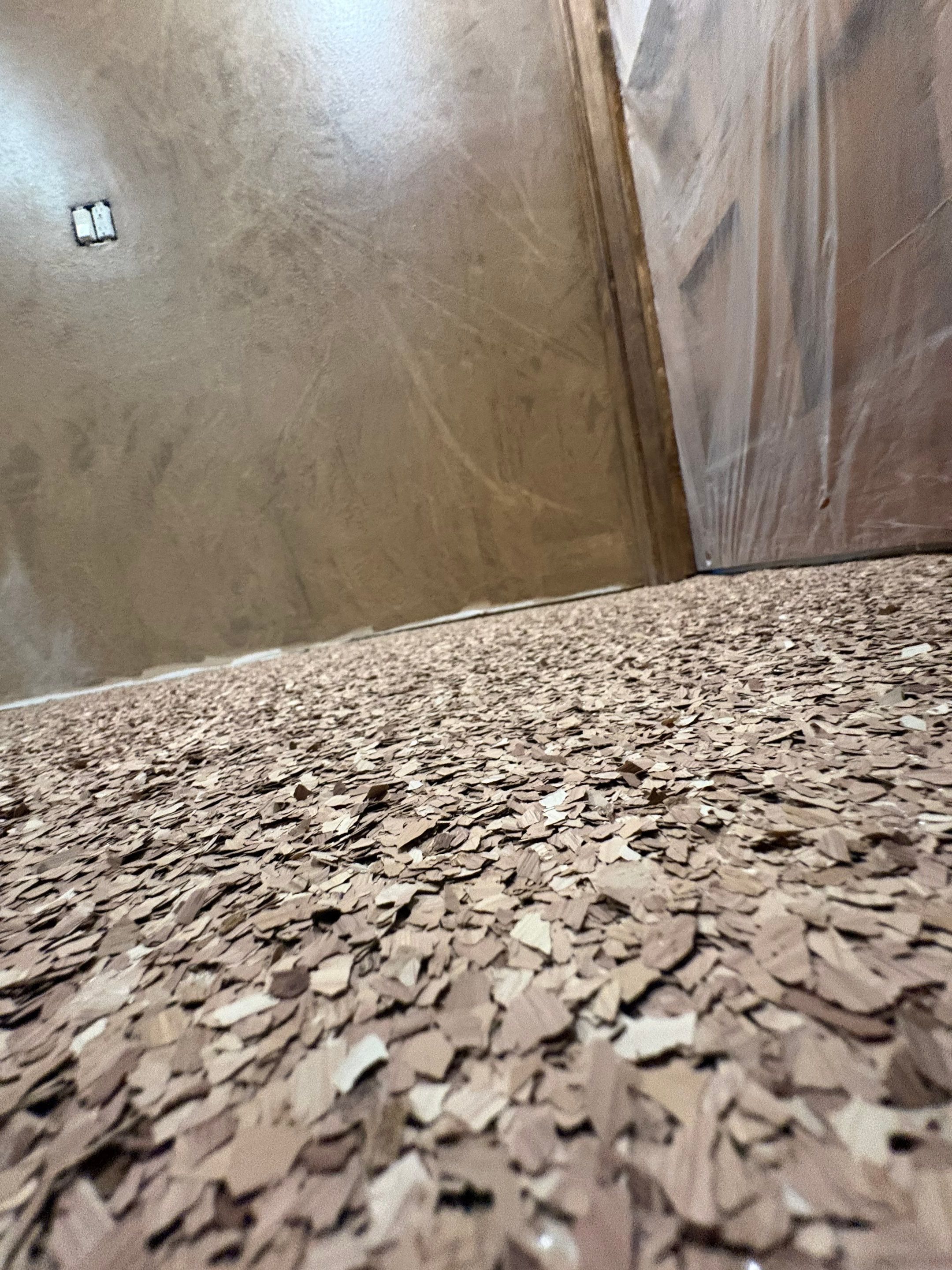Custom Chip Concrete Coating for Colman Basement and Garage by Select Painting, Coatings & Garage Cabinets