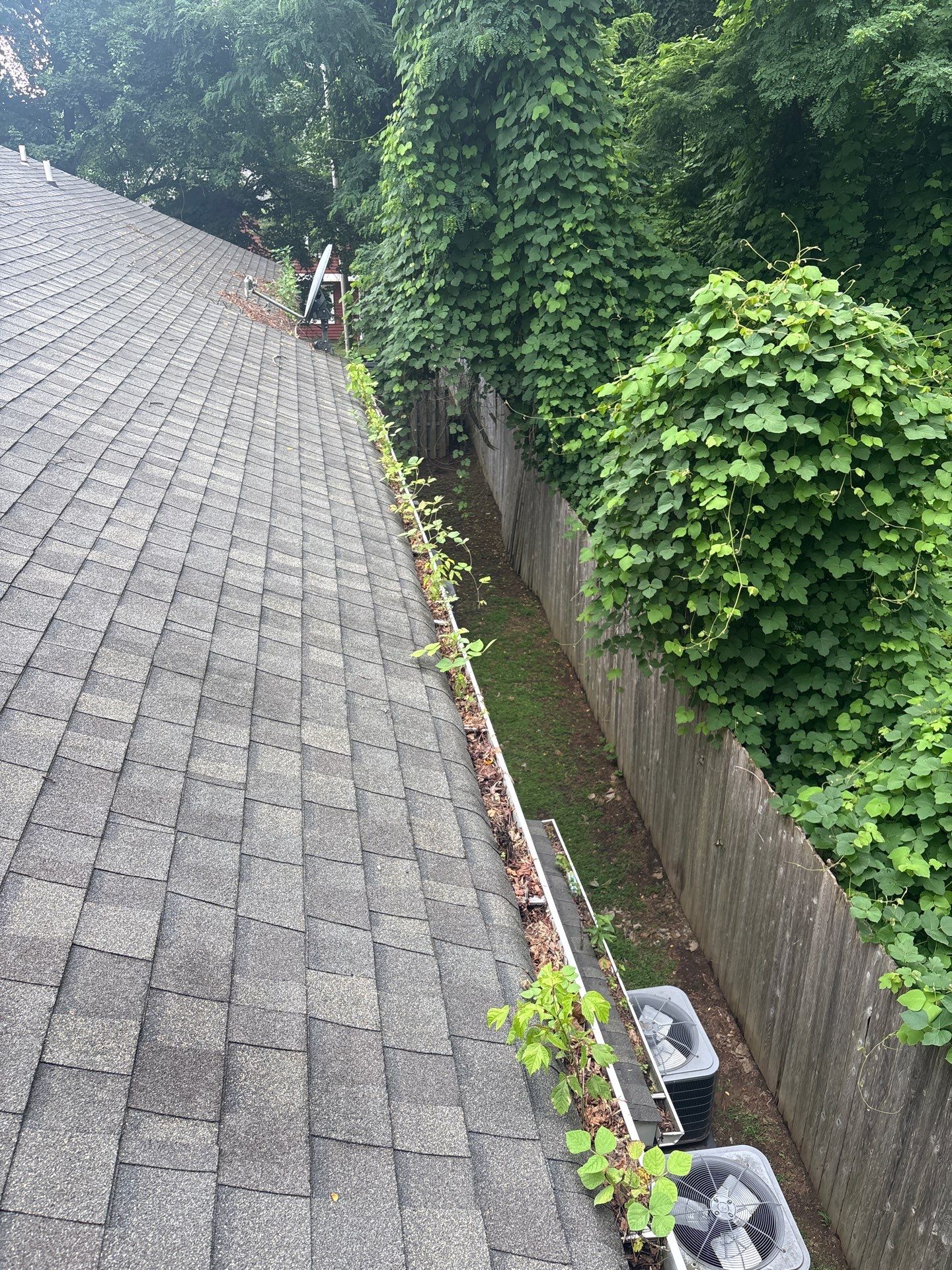 Commercial gutter cleaning York, PA before photo with filled gutters