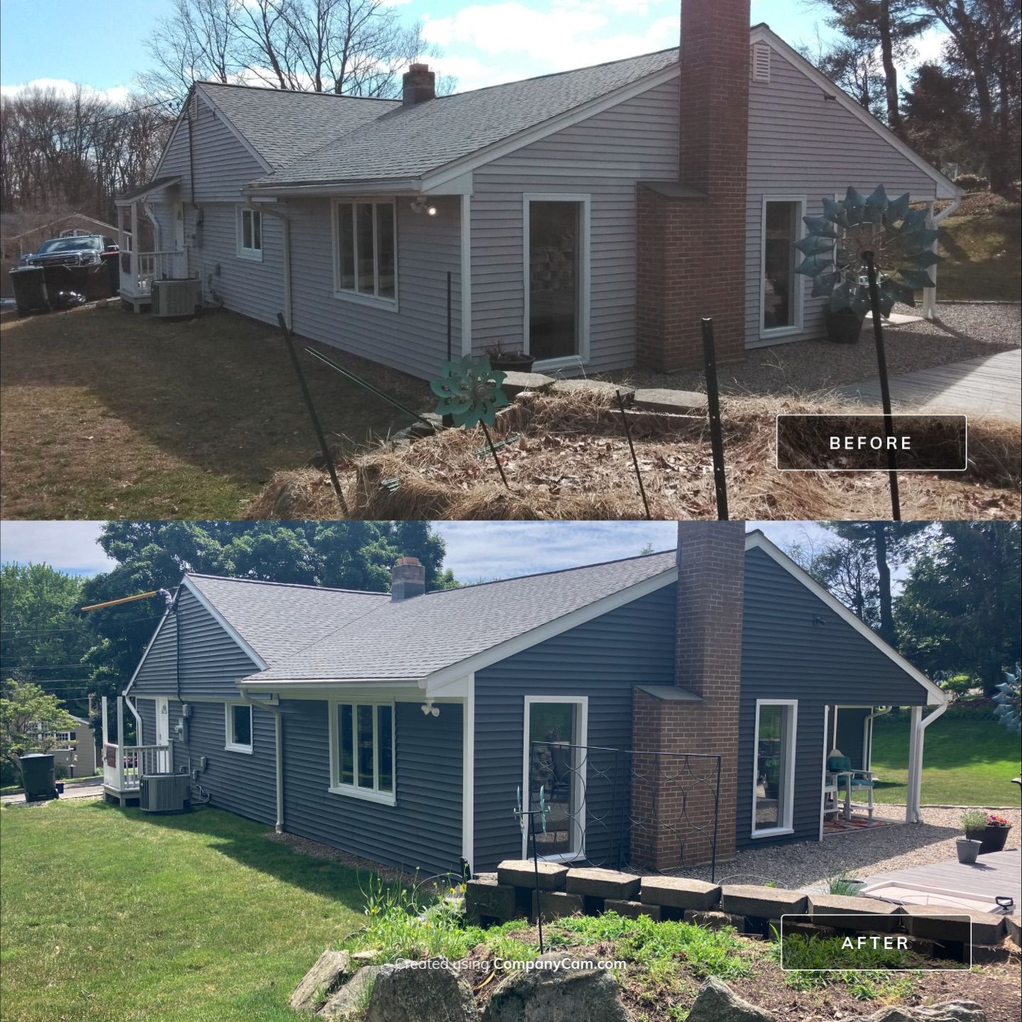 Siding Renovation with Cert Monogram D/4 x 12'6" Clapboard, Smoky Gray by DiGiorgi Roofing and Siding Inc