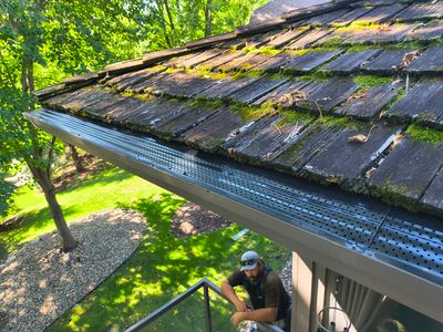 6" Bronze Seamless Gutters with Leaf Exterminator Gutter Protection – Minneapolis, MN