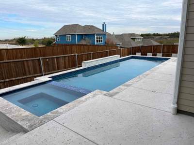 Modern Geometric Pool with Raised Spa