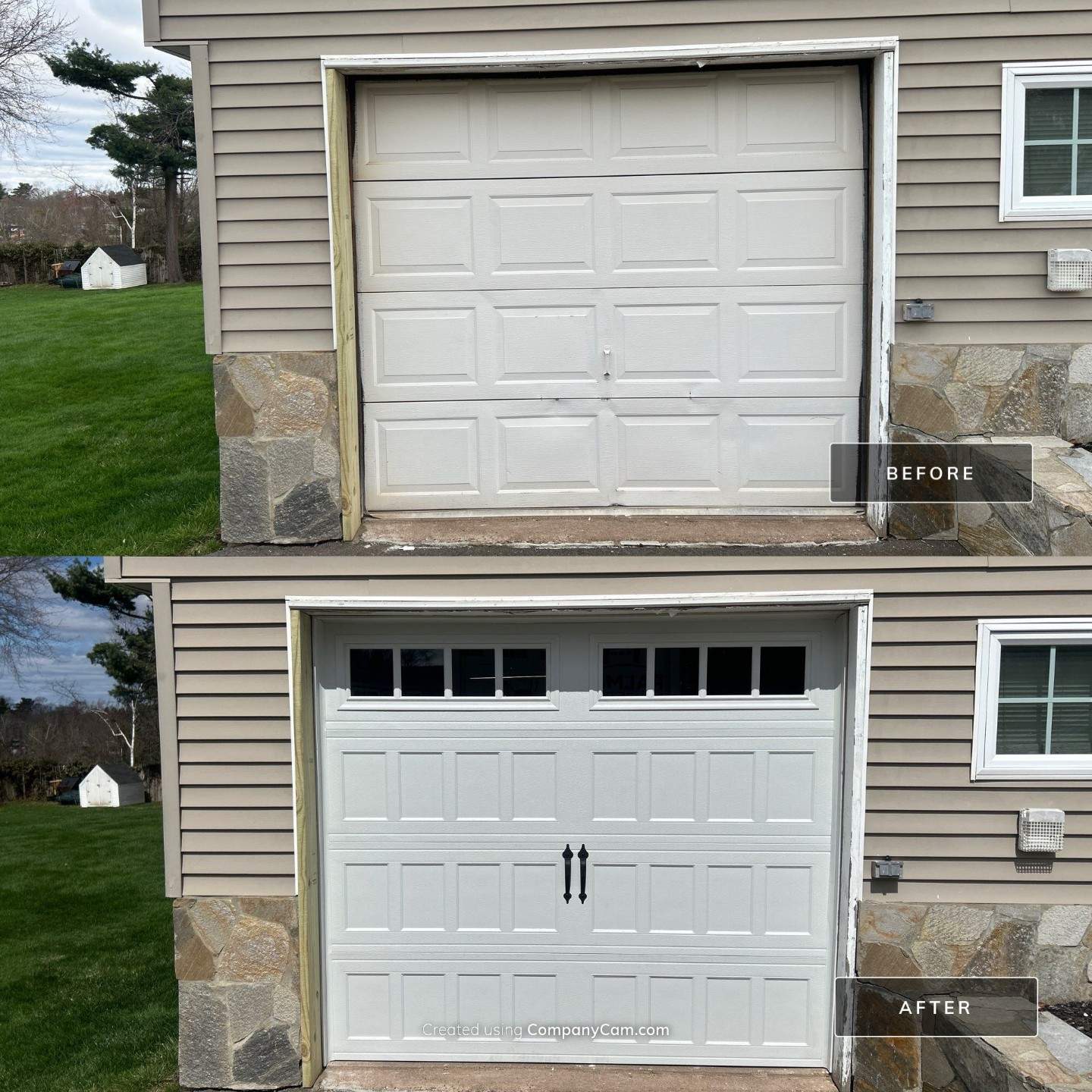 Classic Garage Door Upgrade with Refined Detail by DiGiorgi Roofing and Siding Inc