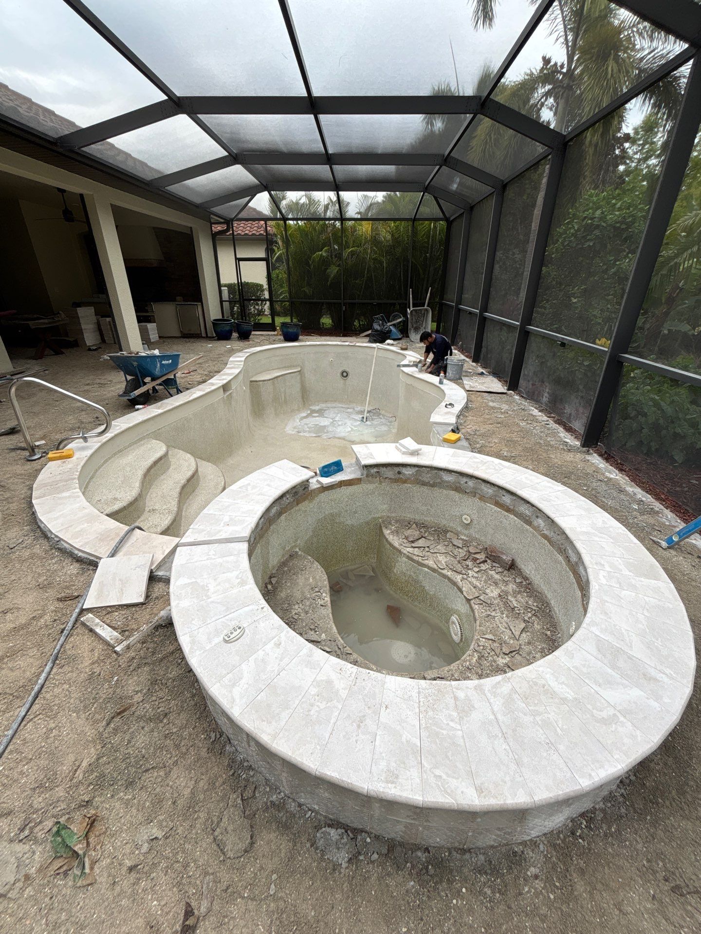 Textured Marble Pool Deck - Bonita National Golf & Country Club by Old Town Pavers Llc