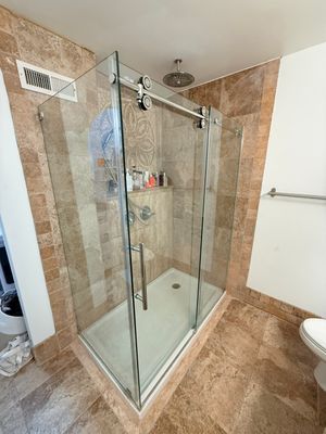 Tile work, Shower doors, Plumbing, Shelving, Doors