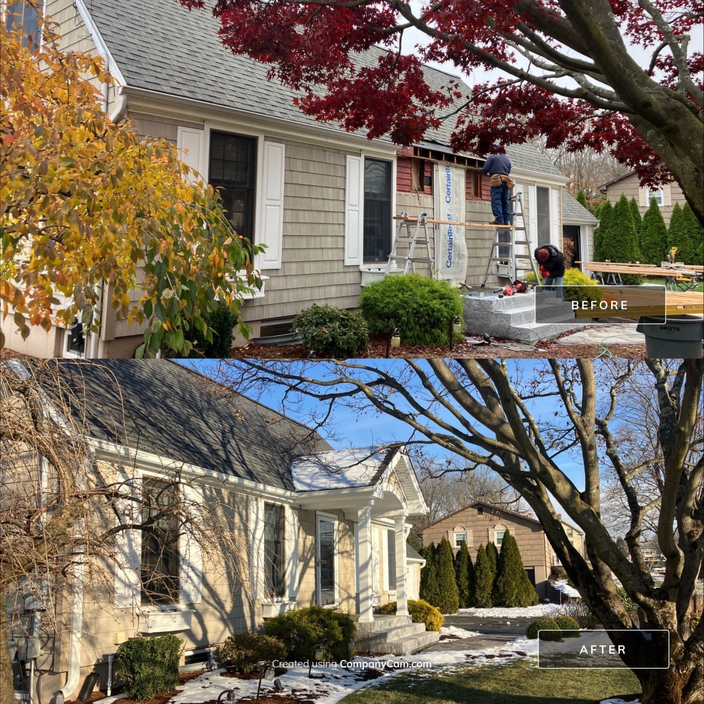 Welcoming portico addition by DiGiorgi Roofing and Siding Inc