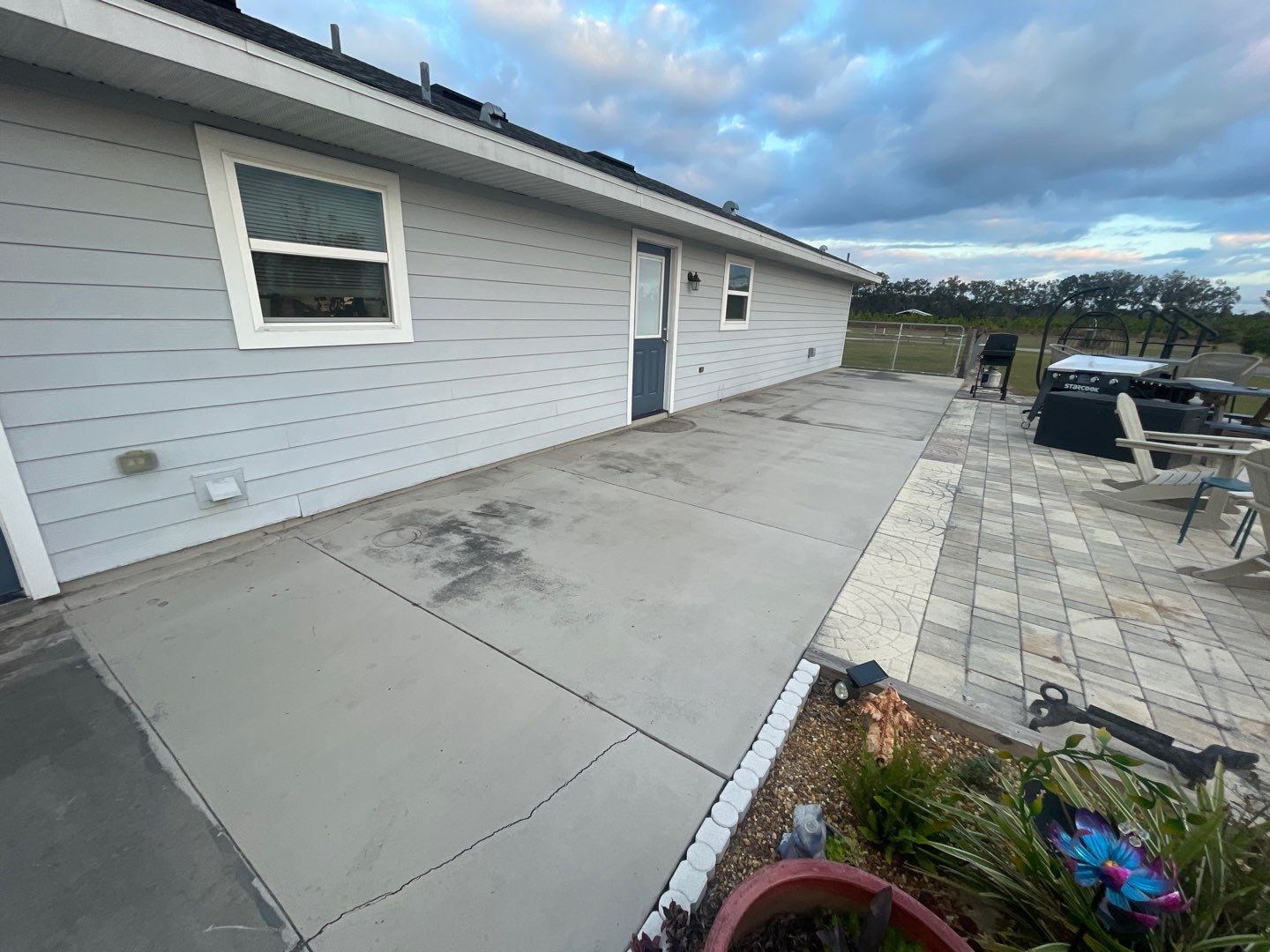 Patio in Trenton, FL in Denim by Cross Creek Concrete Coatings