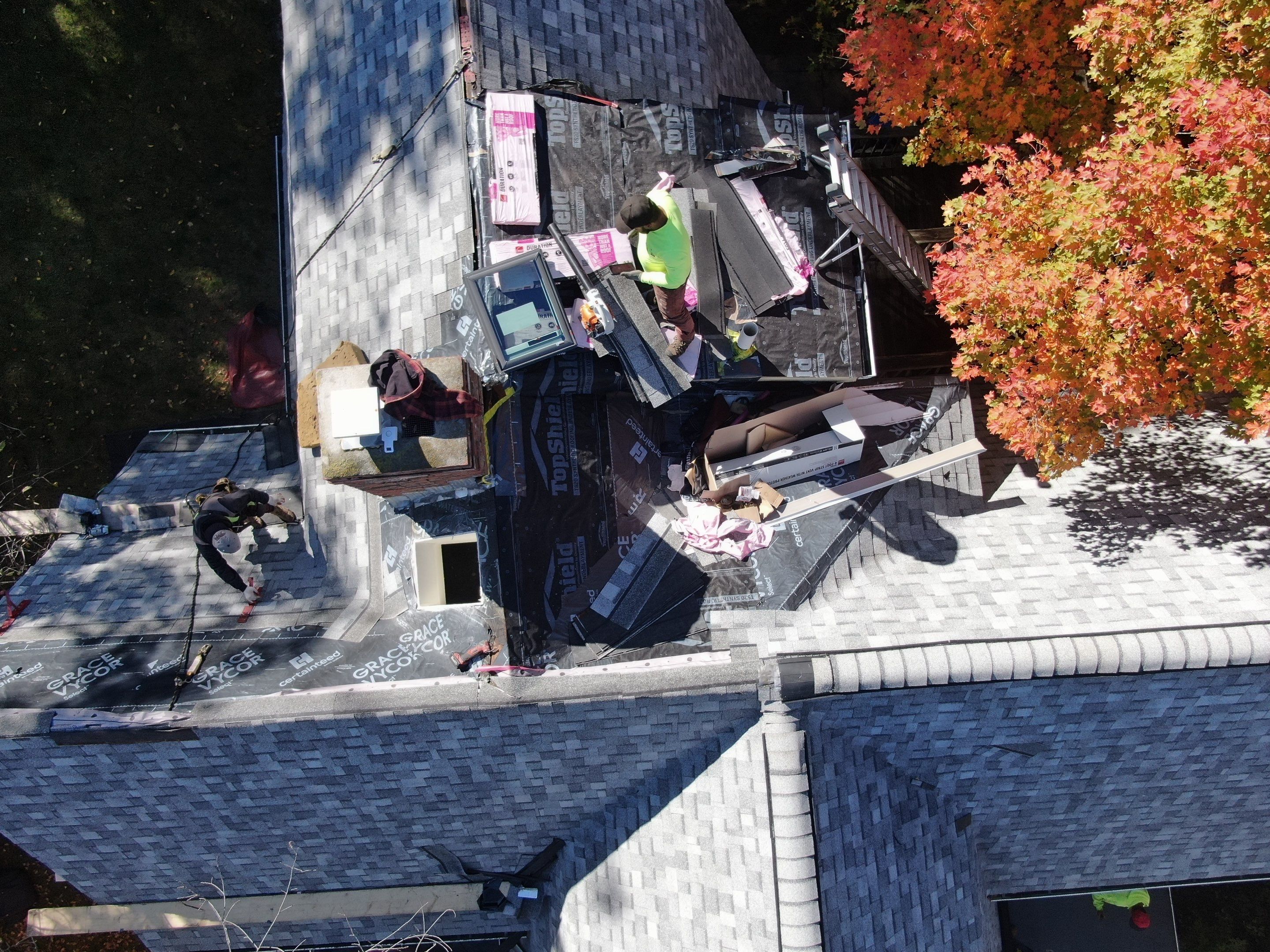 Full Roof & Porch EPDM Replacement with Skylight and Chimney Repairs by Mighty Dog Roofing of Greater Middlesex County