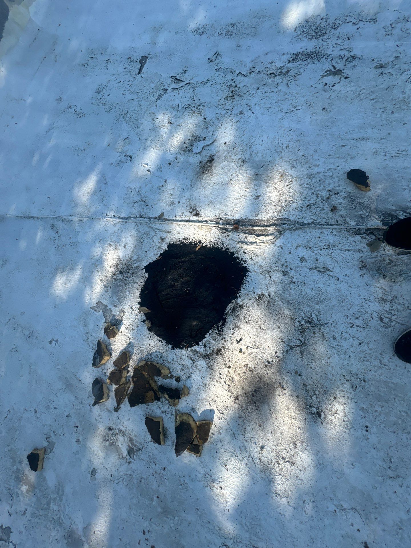 Waterproofing AC Curb covered courtyard on a flat Roof by Associates Roofing Unlimited