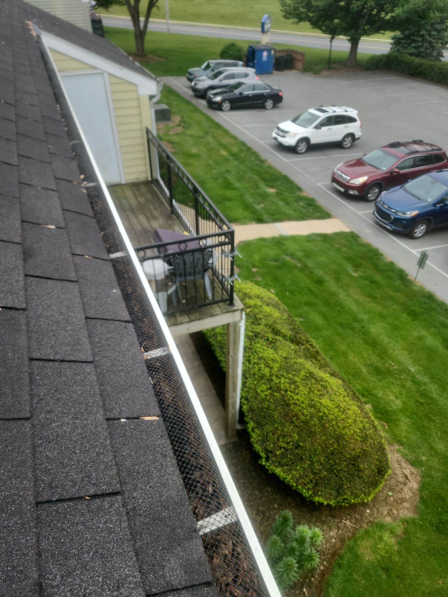 Commercial gutter cleaning Worcester before photo with filled gutters