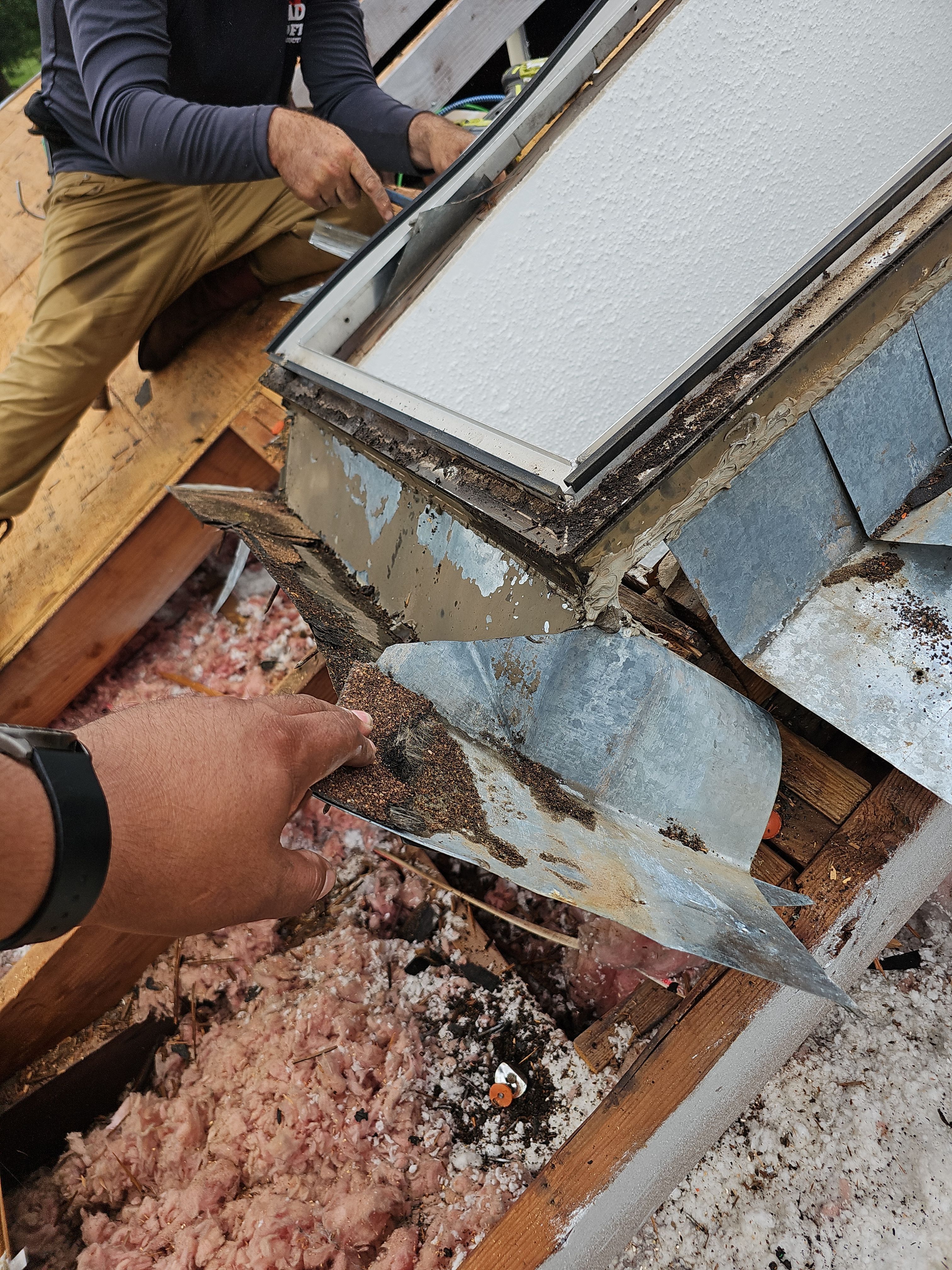 "Full Roof Replacement Due to Hail and Water Damage – Before & After" by road roofing llc