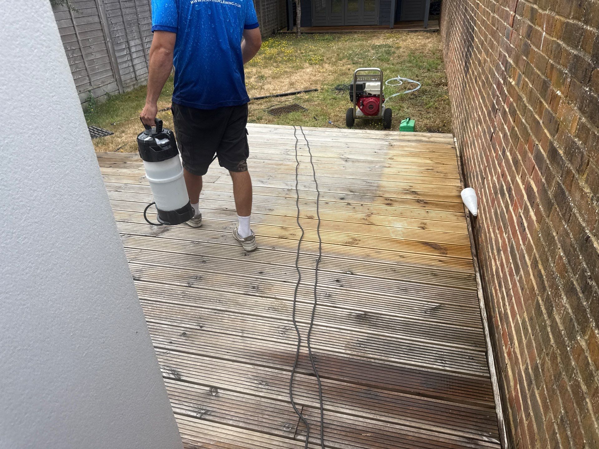 Timber Deck Restoration and Render Cleaning in Send, Surrey by Ges Exterior Cleaning ltd