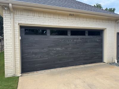 CHI Plank Garage Door Installation with Highlift Tracks in Coppell