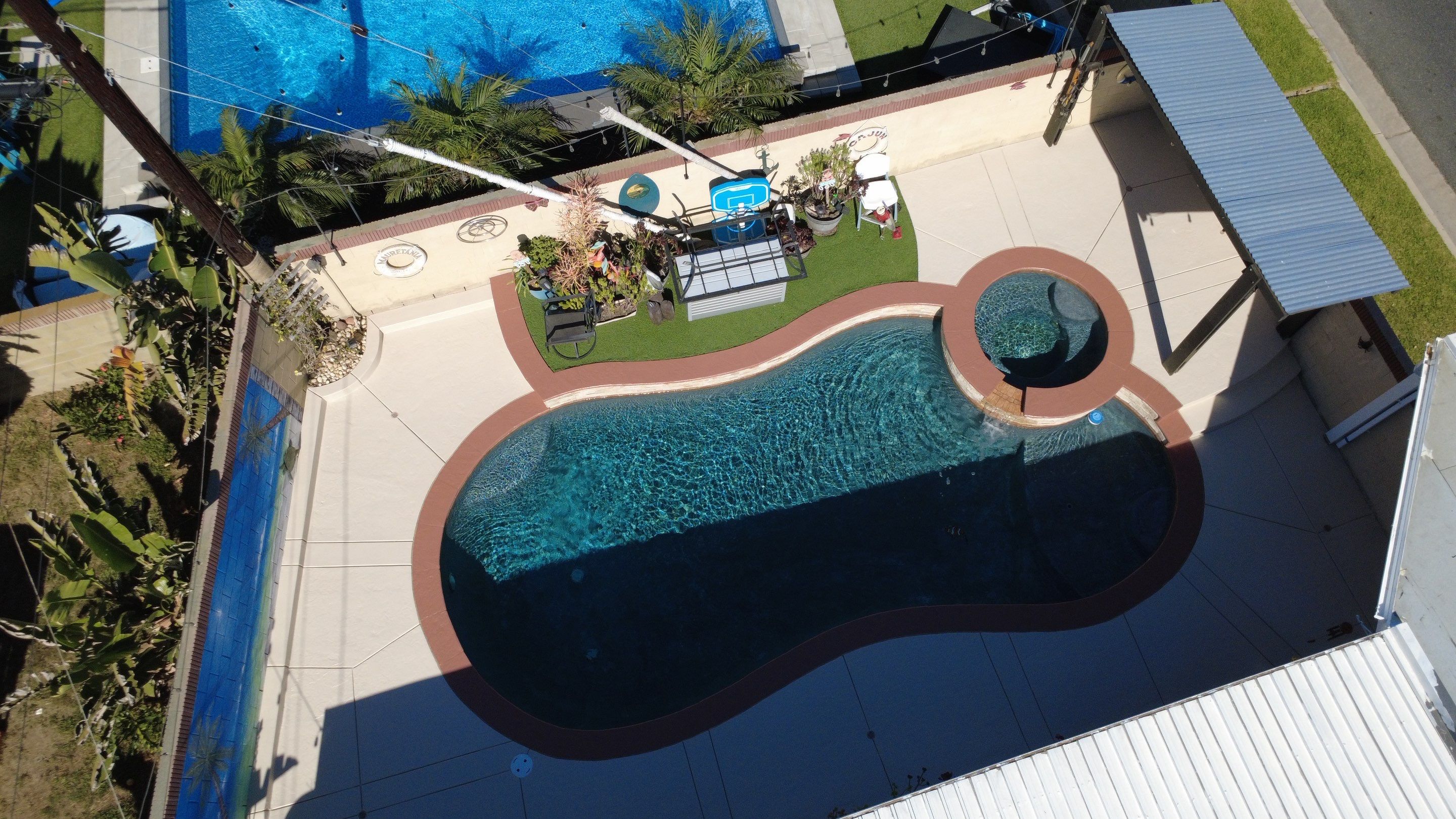 Sandblast & Staining Pool Deck by La Power Washing Inc