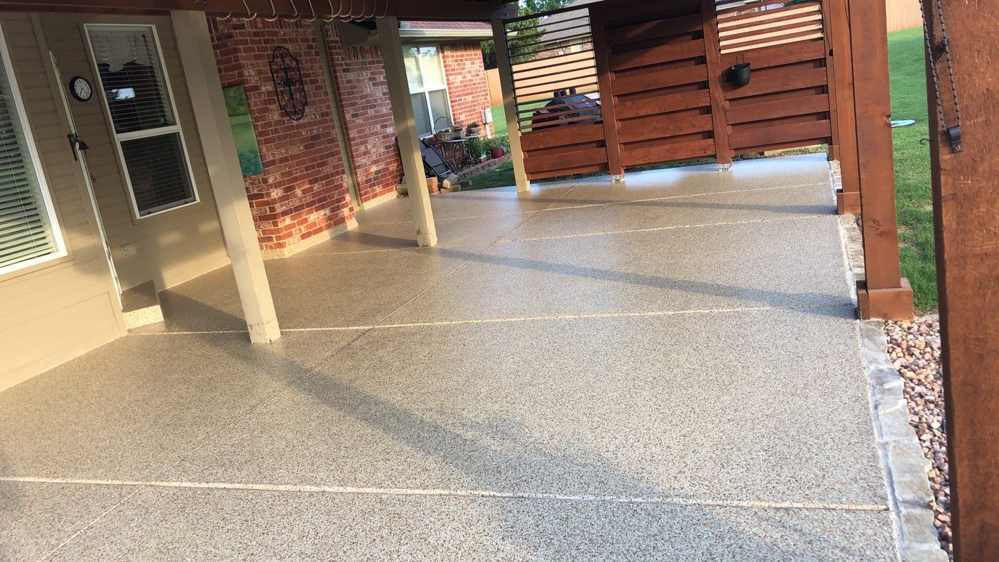 Patio & Pool Deck Coating using Pecan with Redwood by Copperhead Coatings