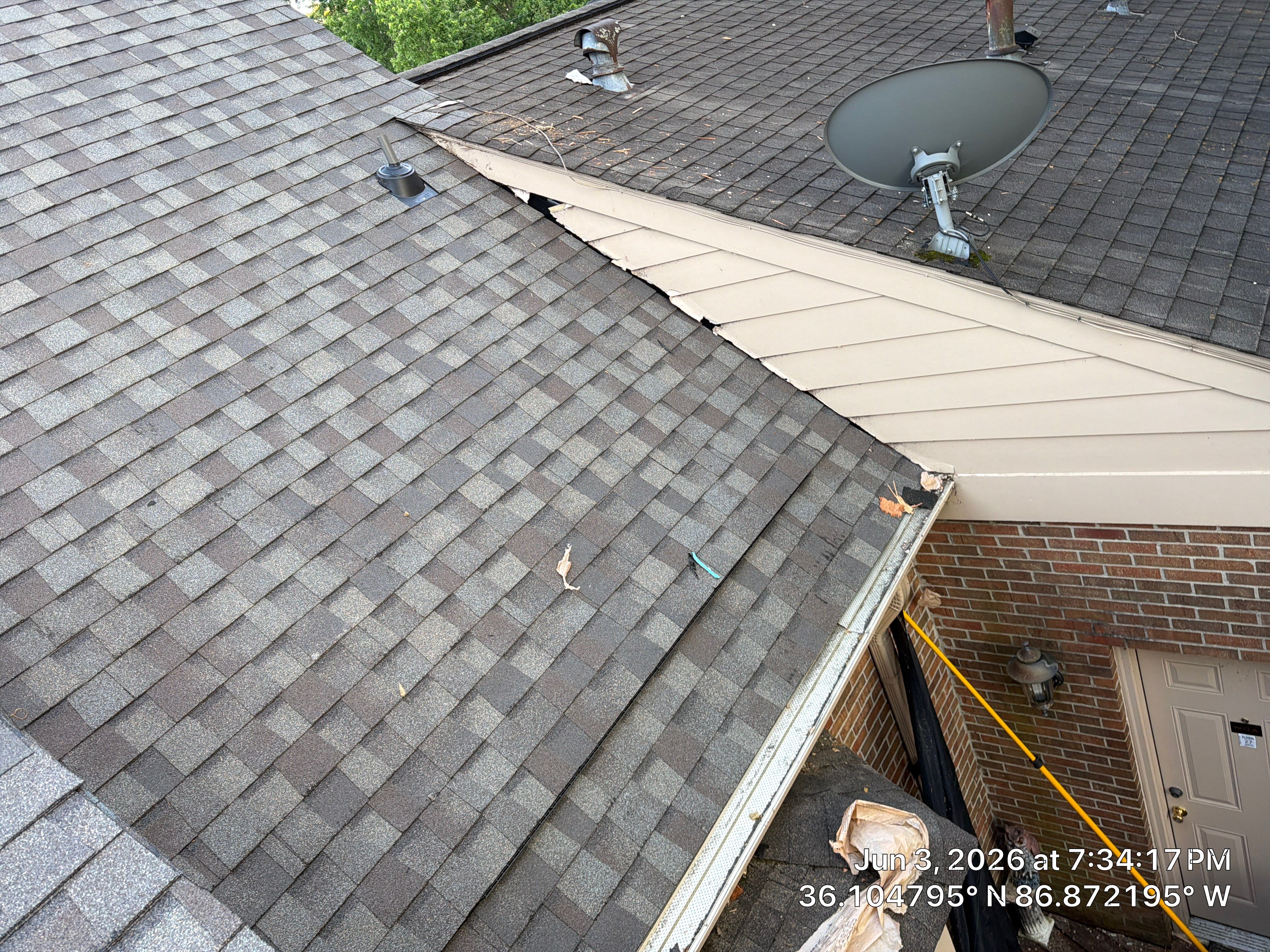 Roof Tree Damage- Repair Roof Framing and Replace Shingle Roof System In Belle Meade  by Roofworx 