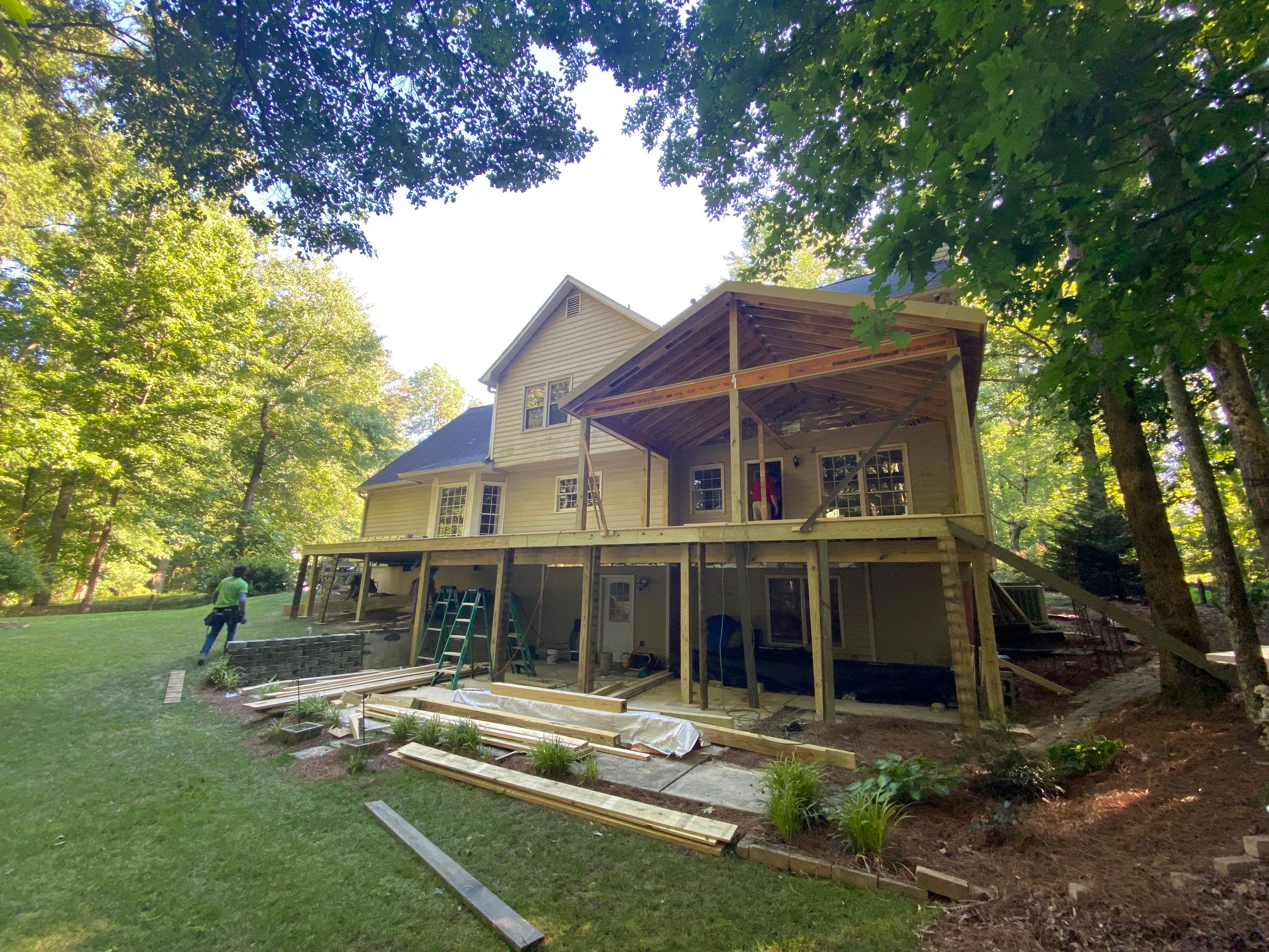 Custom Elevated Wood Deck and Screened Porch in Marietta by Swift Home Renovations