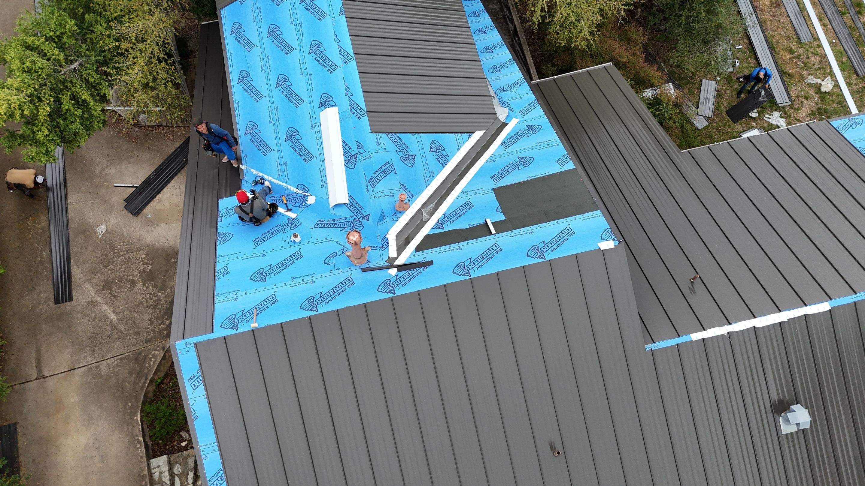 Dark Bronze - L&A Standing Seam with Striations by RoofsOnly.com