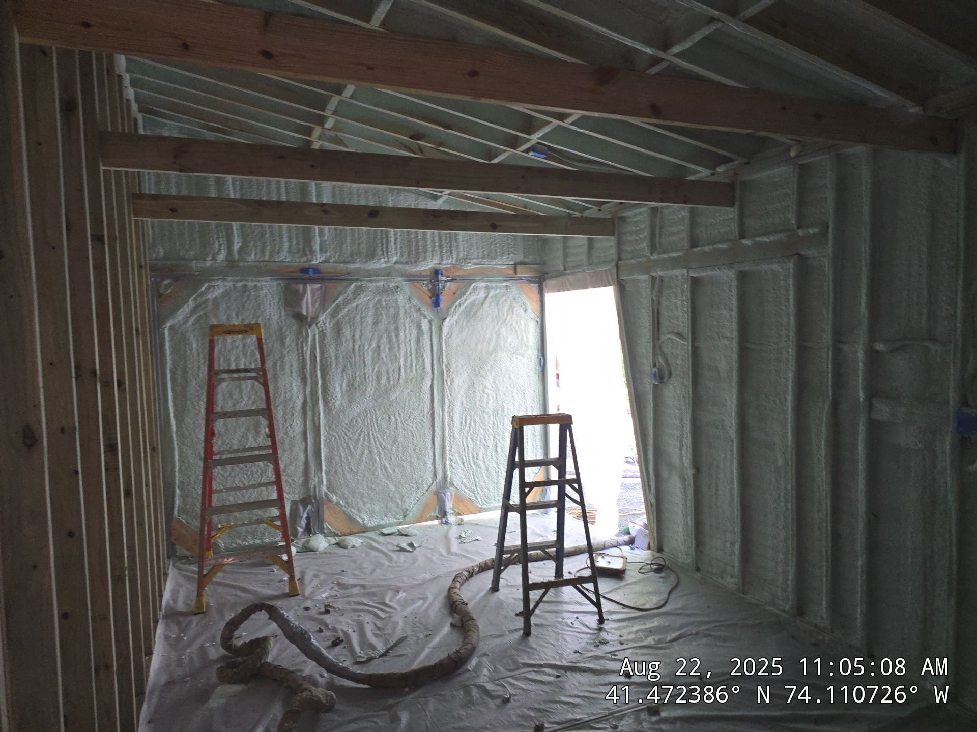 Exterior Walls using Closed Cell Spray Foam by NYS Foam & Energy