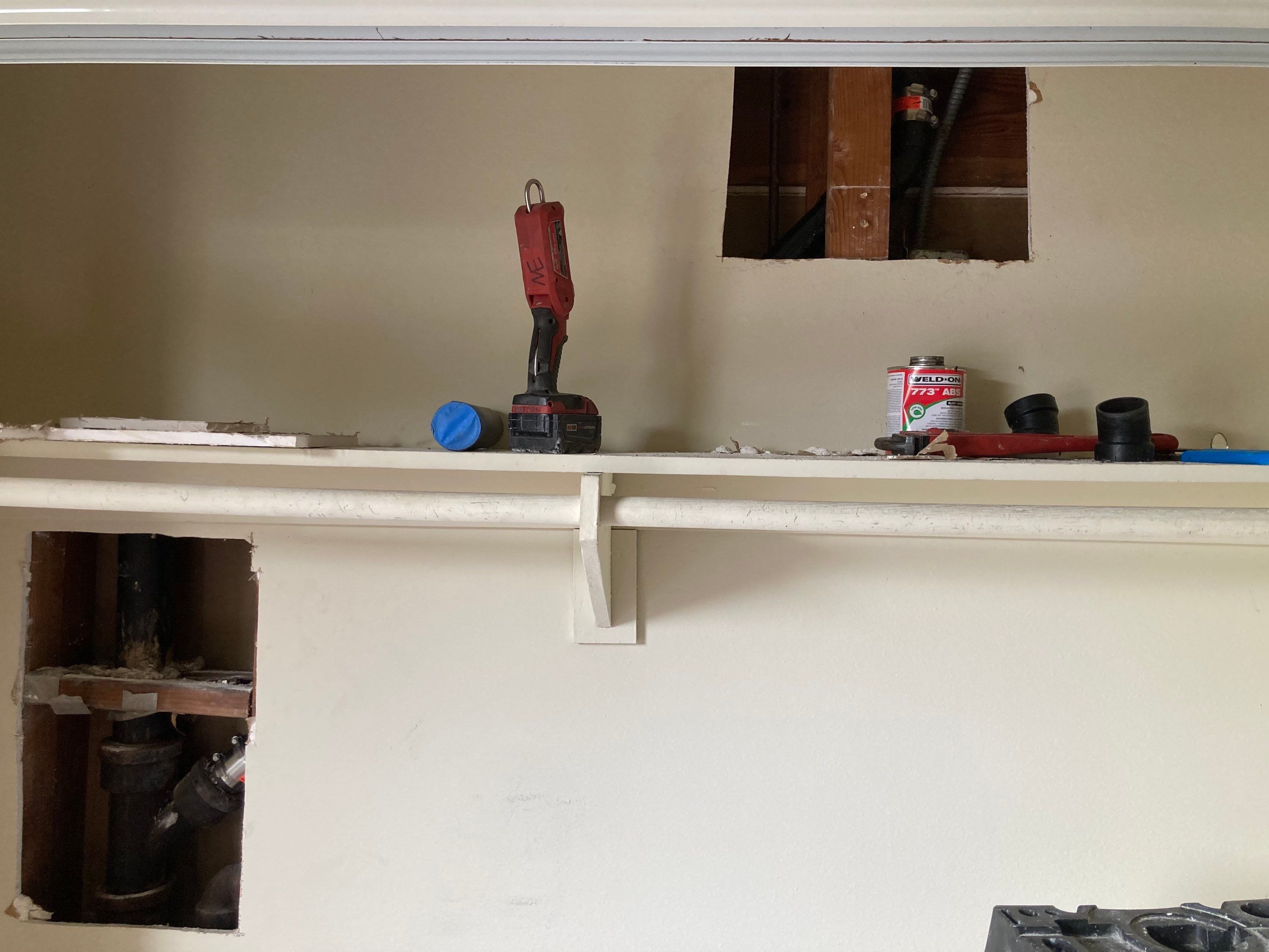 Cracked Cast Iron Line in the wall by Professional Plumbing Inc 