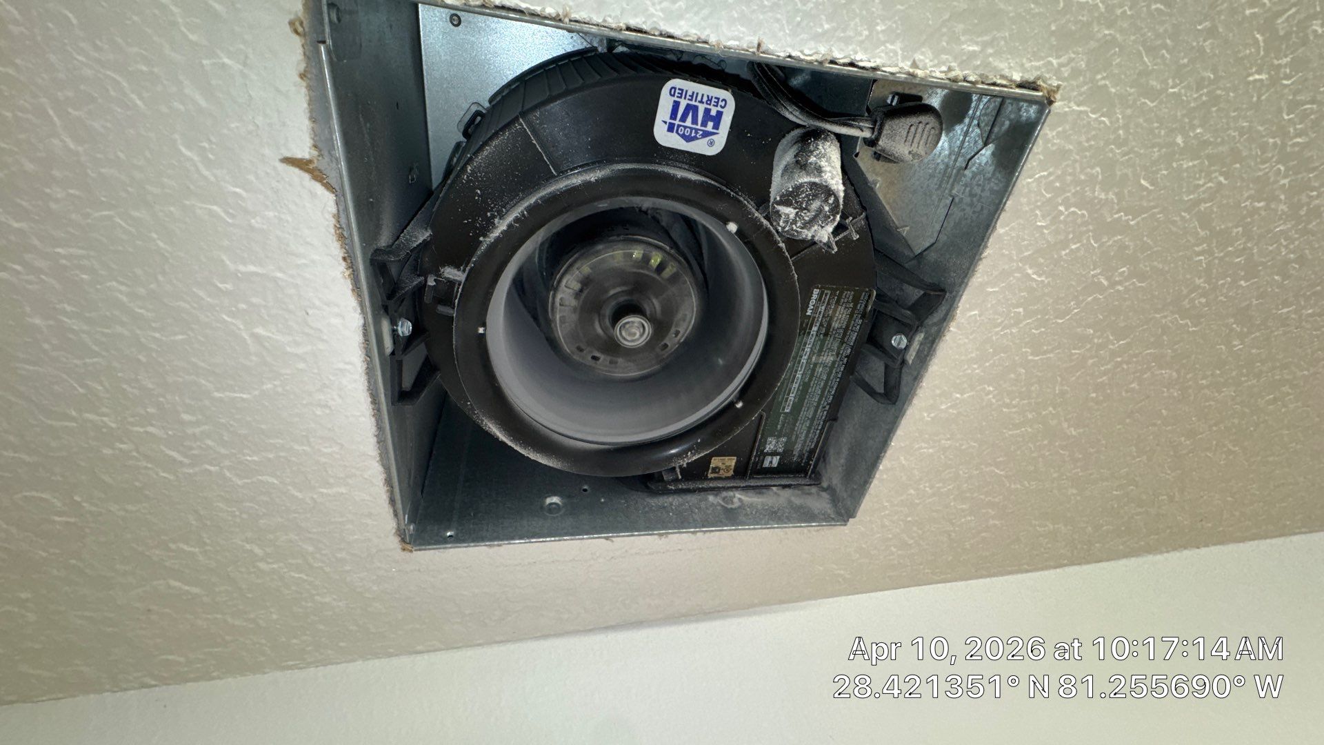 Air Duct Bath Fan Exhaust Cleaning in Orlando by Hygienic Air, Inc